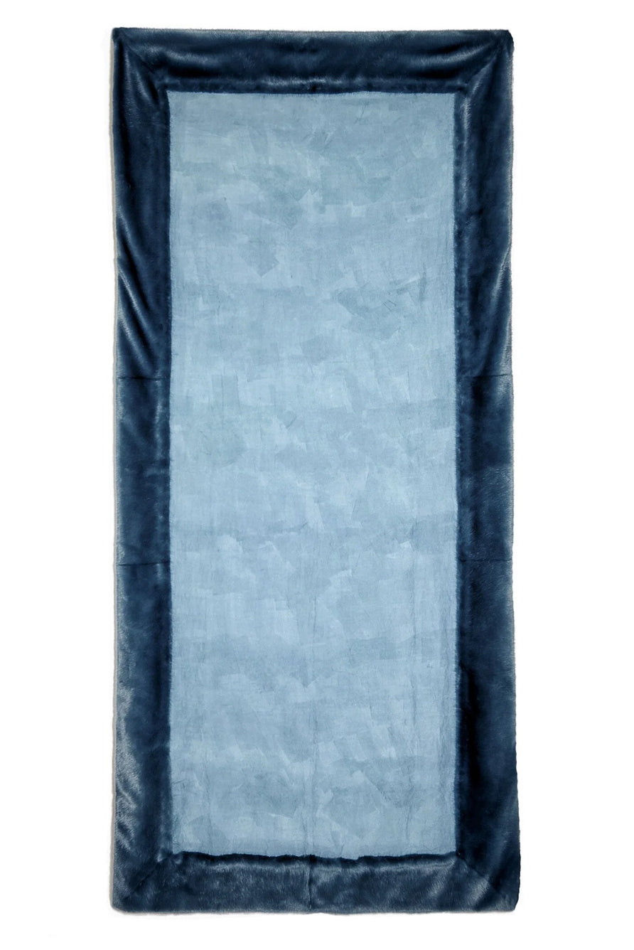 Summerill & Bishop x Shrimps Hand Painted Linen and Faux Fur Tablecloth in Powder Blue