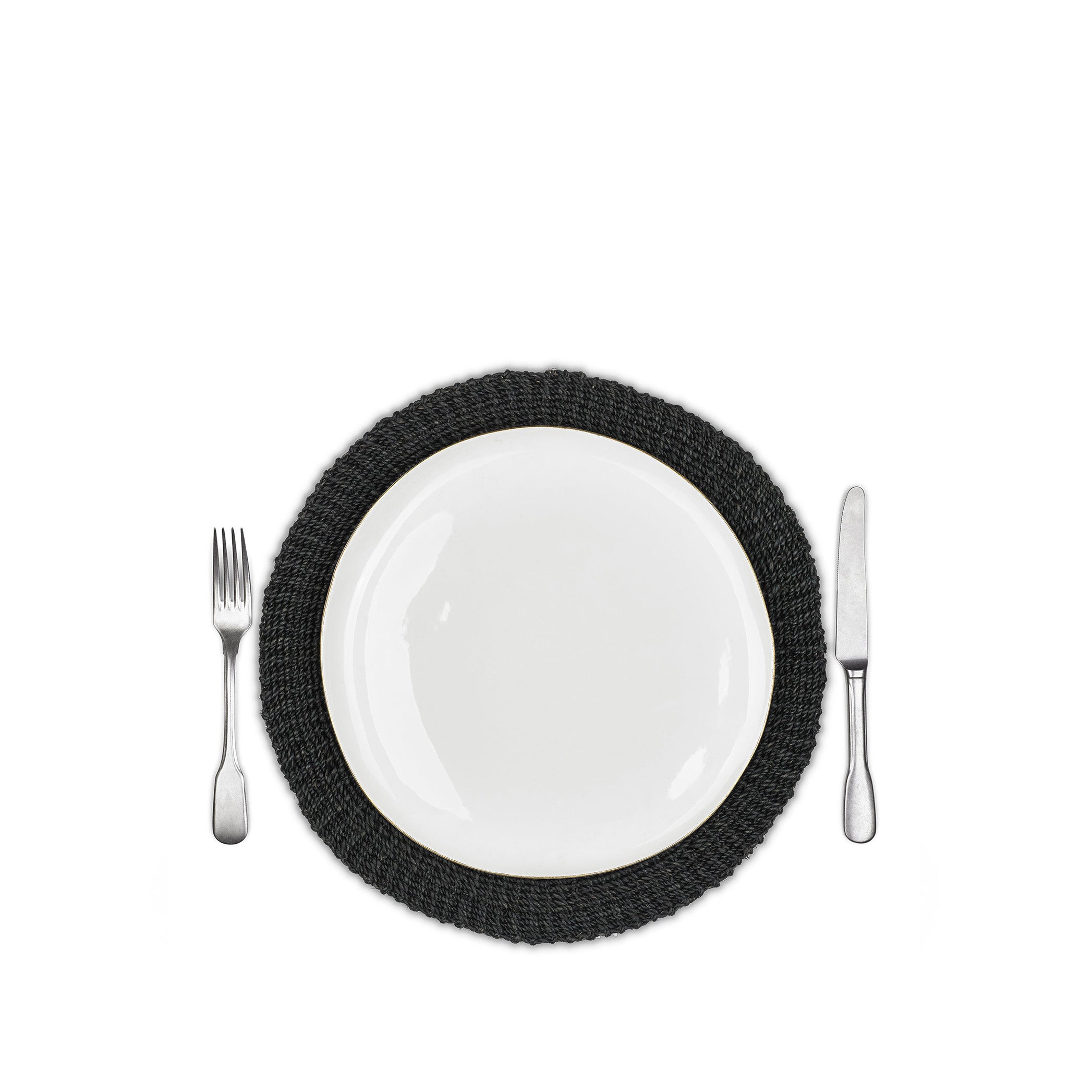 Abaca Woven Round Placemat in Black