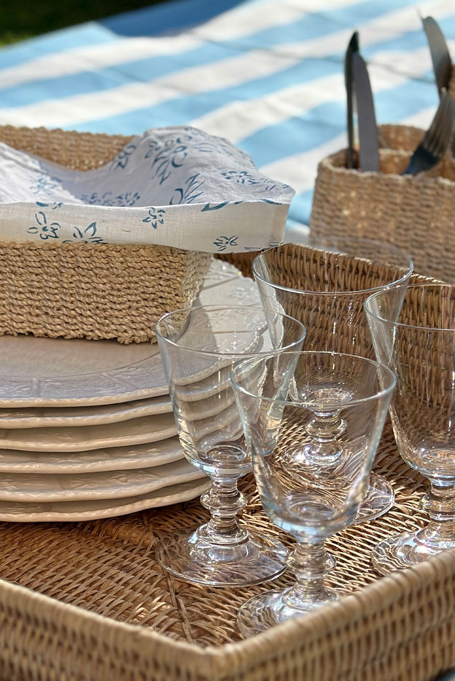 Abaca Woven Cutlery Basket in Sage