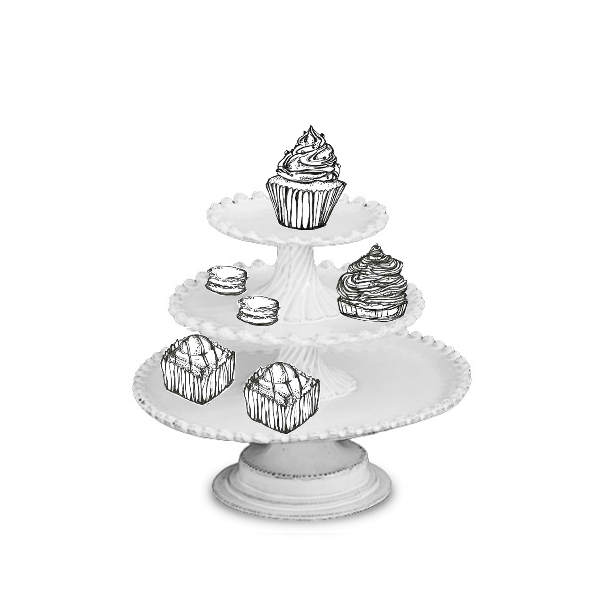 Adelaide Three Level Cake Stand by Astier de Villatte, 22cm