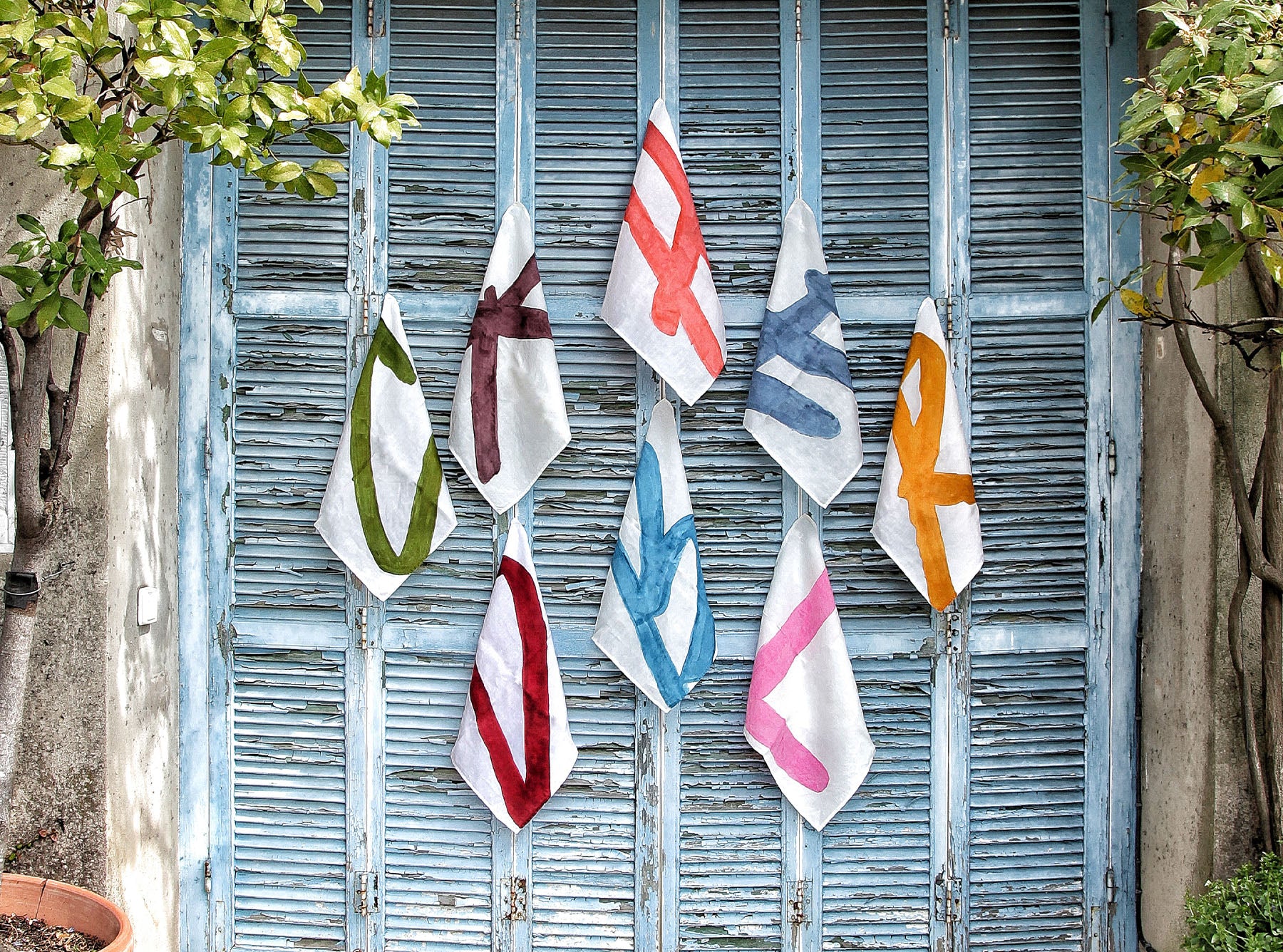 Alphabet Napkin 'Q' in Powder Blue, 50x50cm