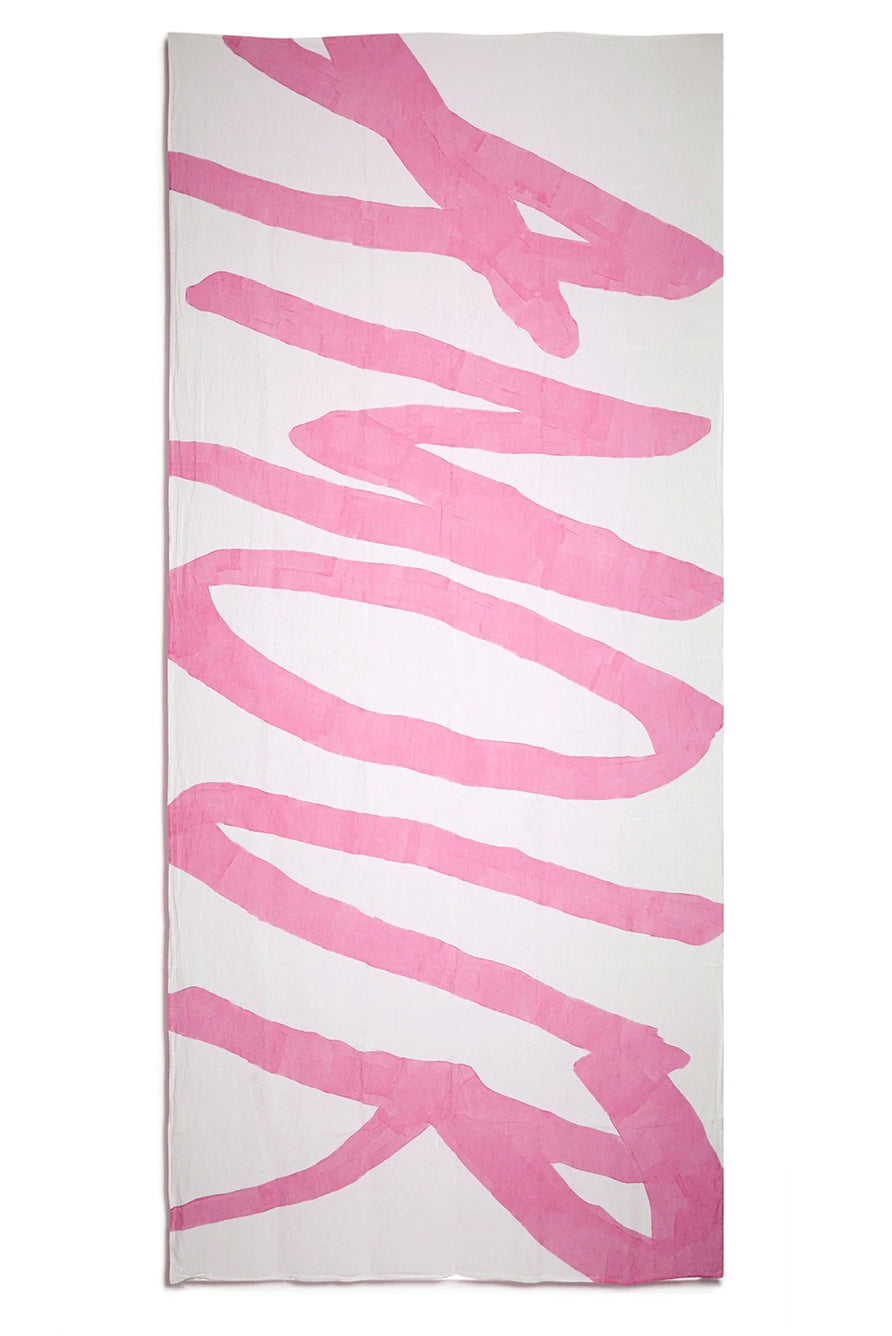 'Amour' Word Linen Tablecloth in Rose Pink