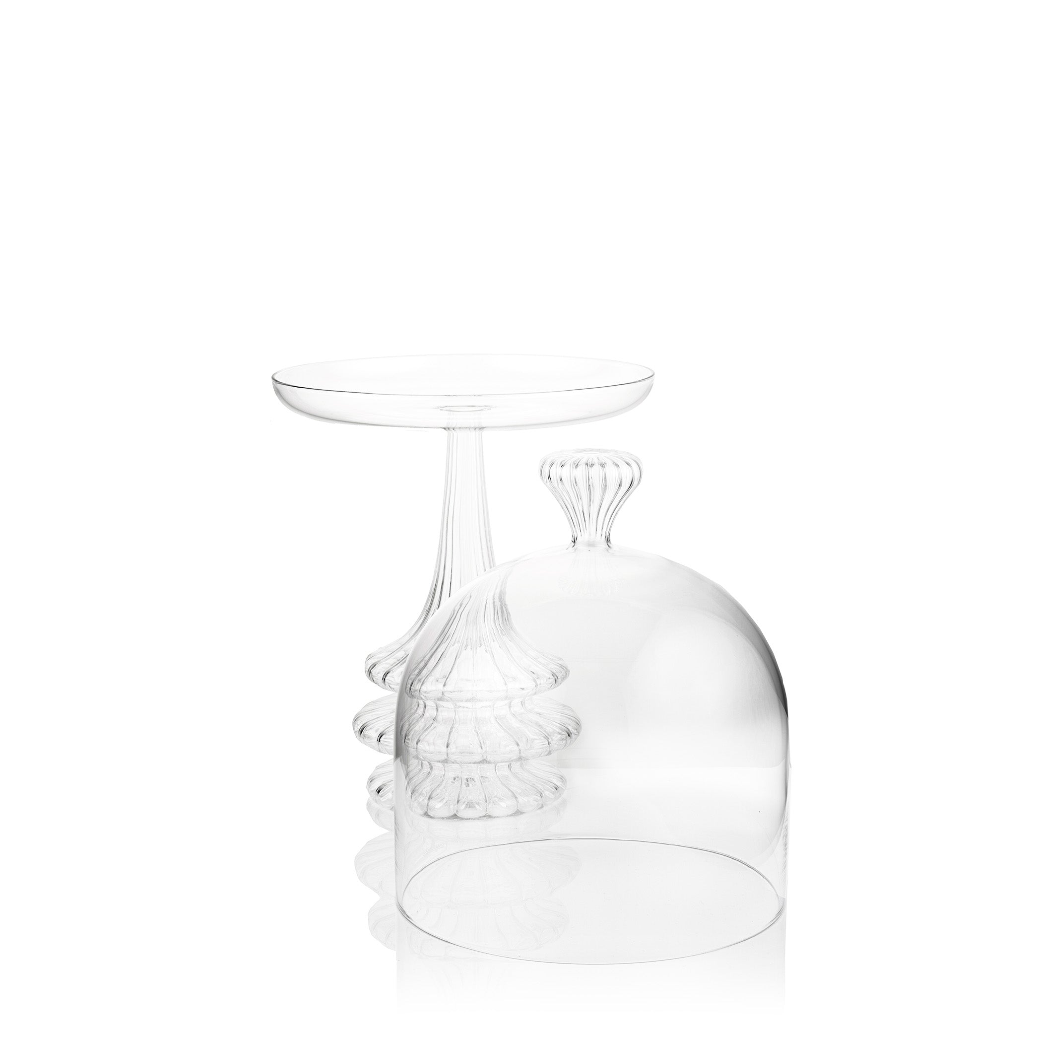 Aurora Clear Handblown Glass Cake Stand & Dome, 28cm