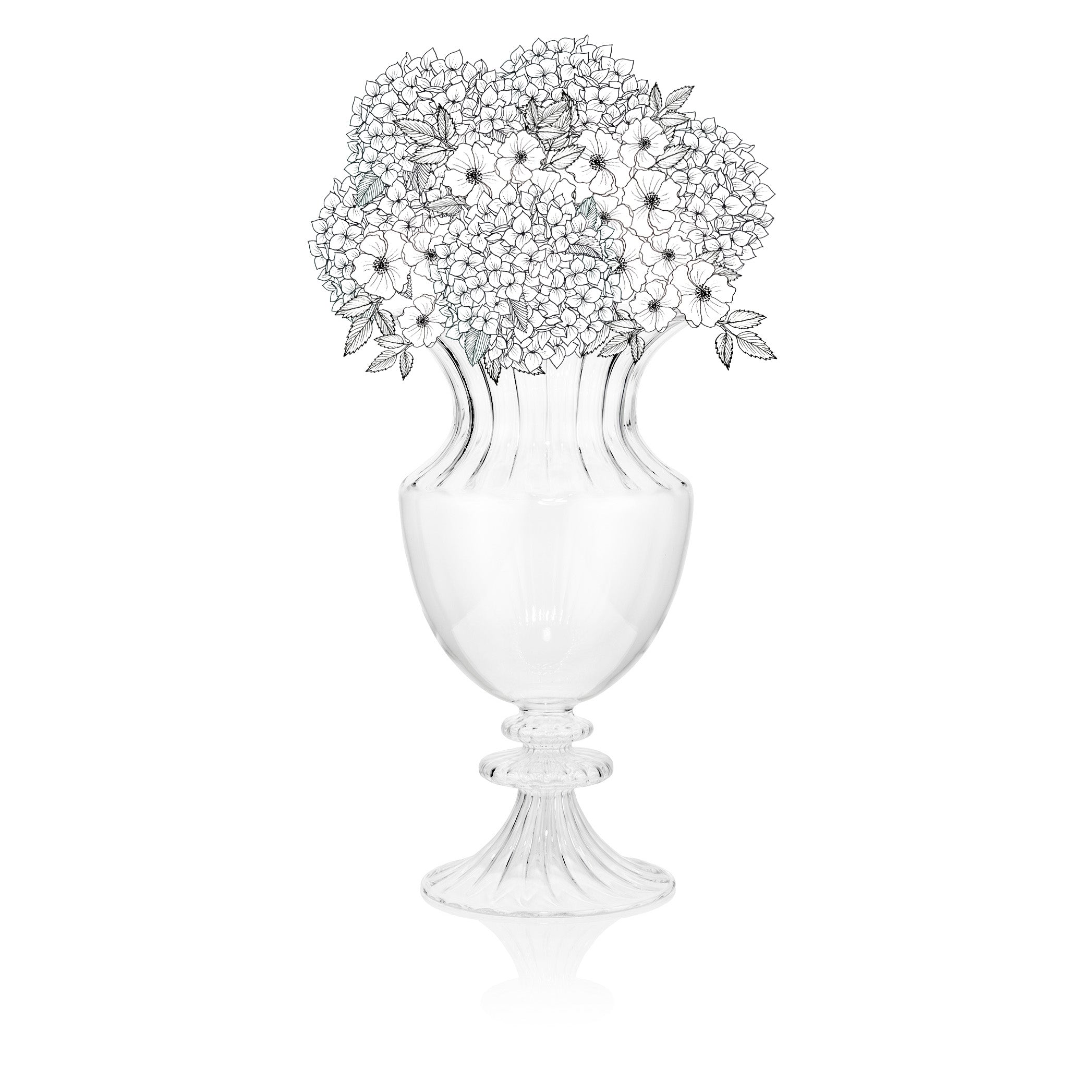 Tall Aurora Clear Handblown Glass Vase On Stand, 33cm