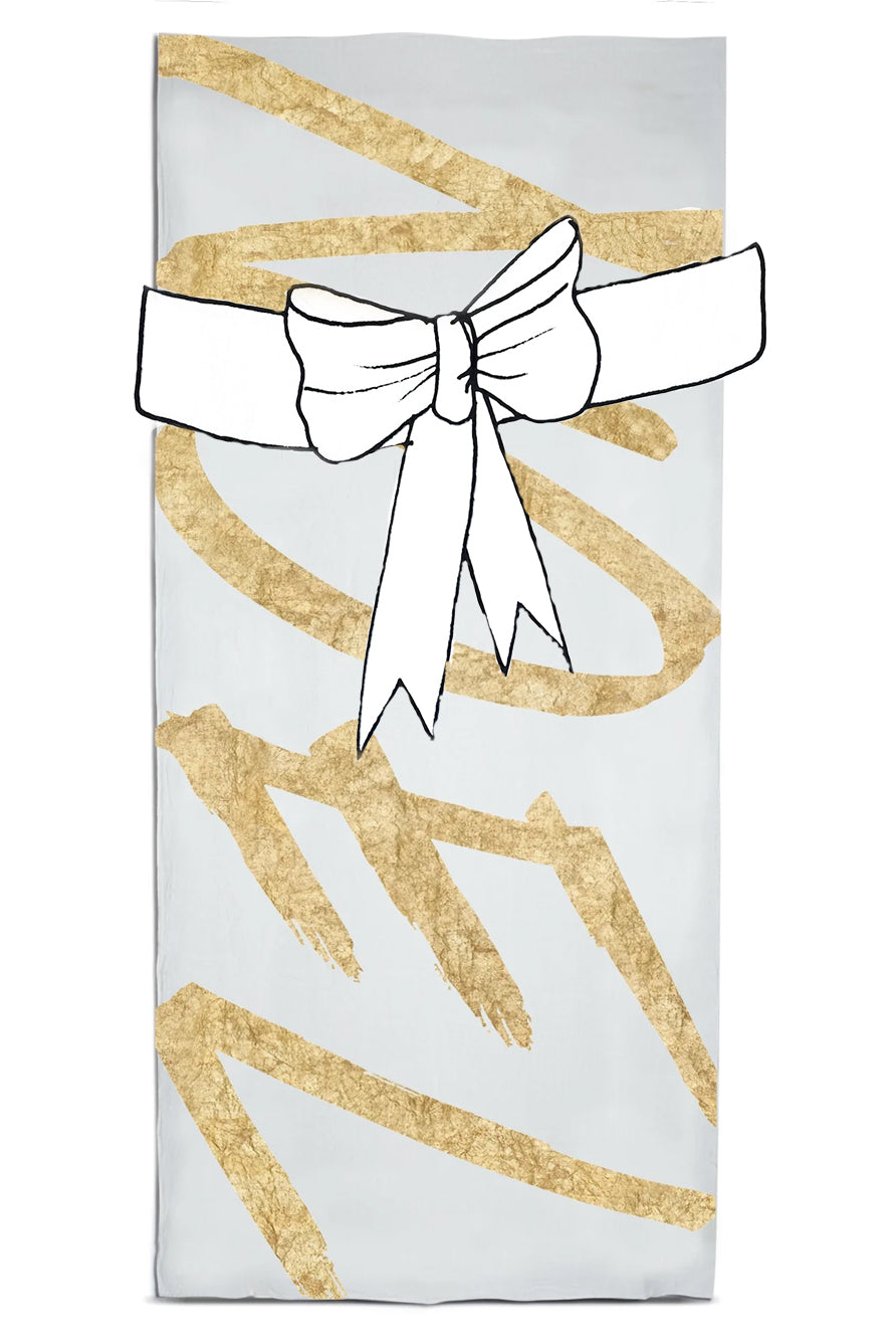 'Noel' Linen Tablecloth in Gold and White
