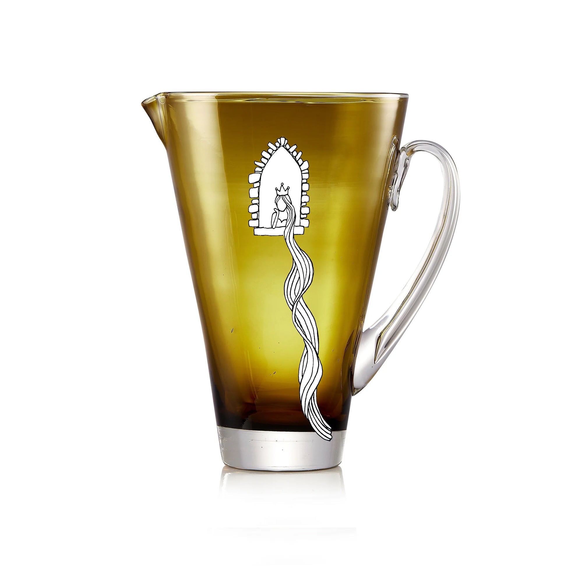 Handblown Glass 'Clair' Jug in Moss Green, 23cm