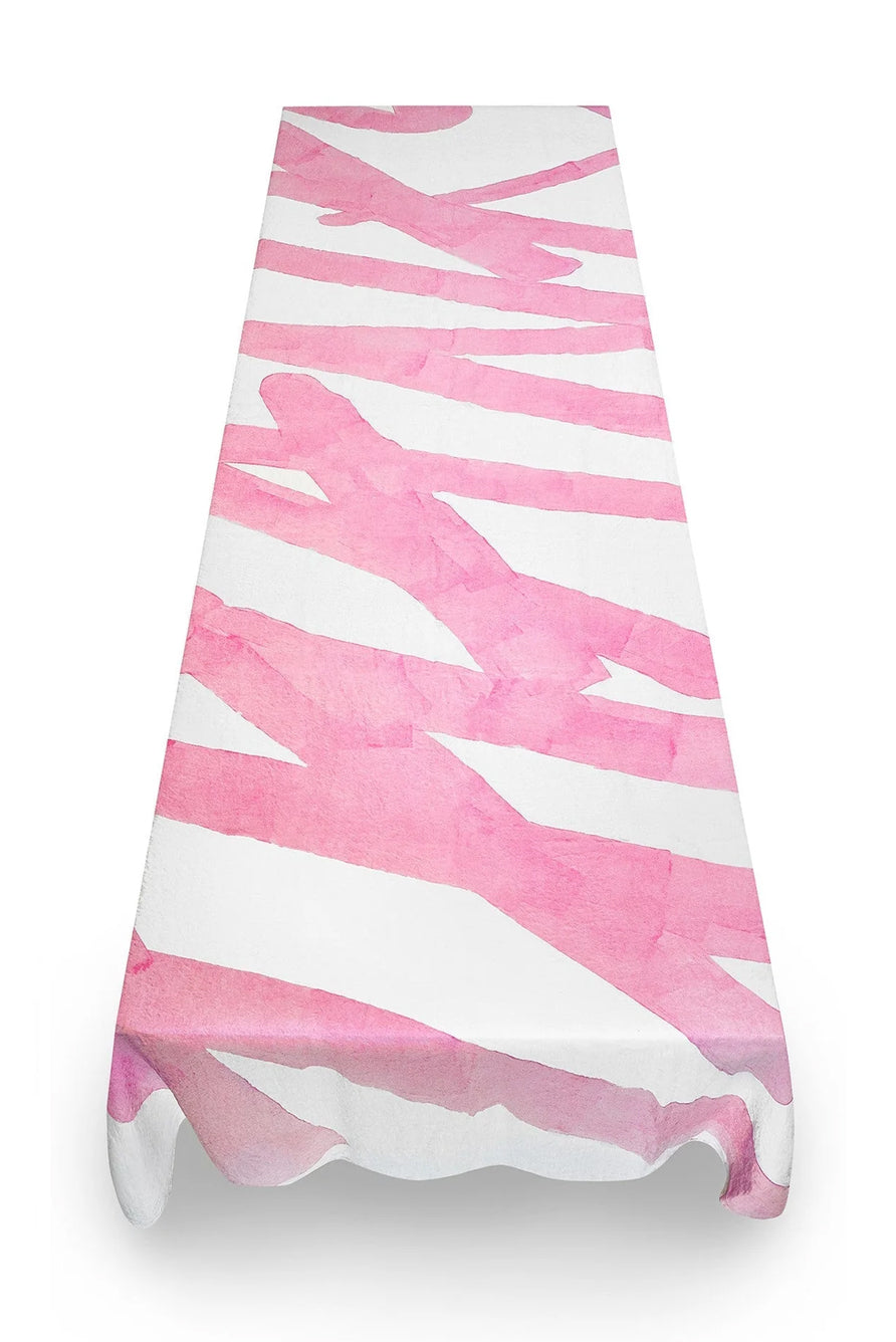 'Thanks' Word Linen Tablecloth in Rose Pink