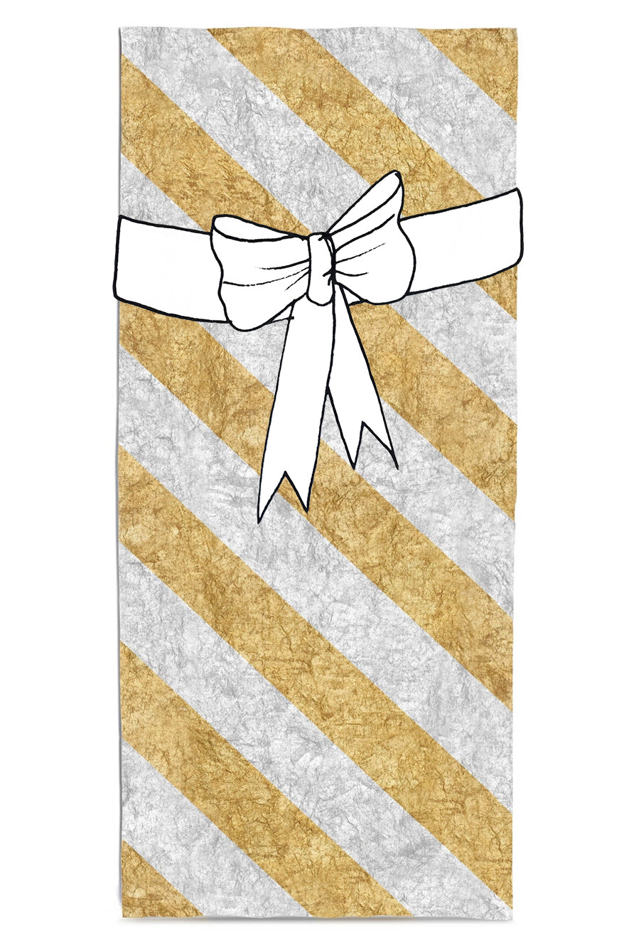 Stripe Linen Tablecloth in Gold & Silver