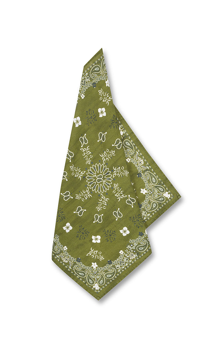 Green 'Bandana' Linen Napkin, 50x50cm