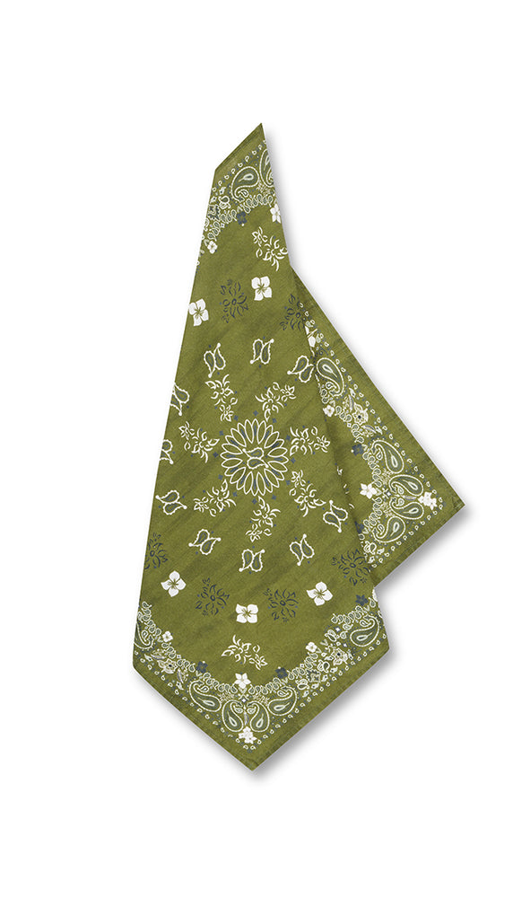 'Bandana' Linen Napkin in Avocado Green, 50x50cm