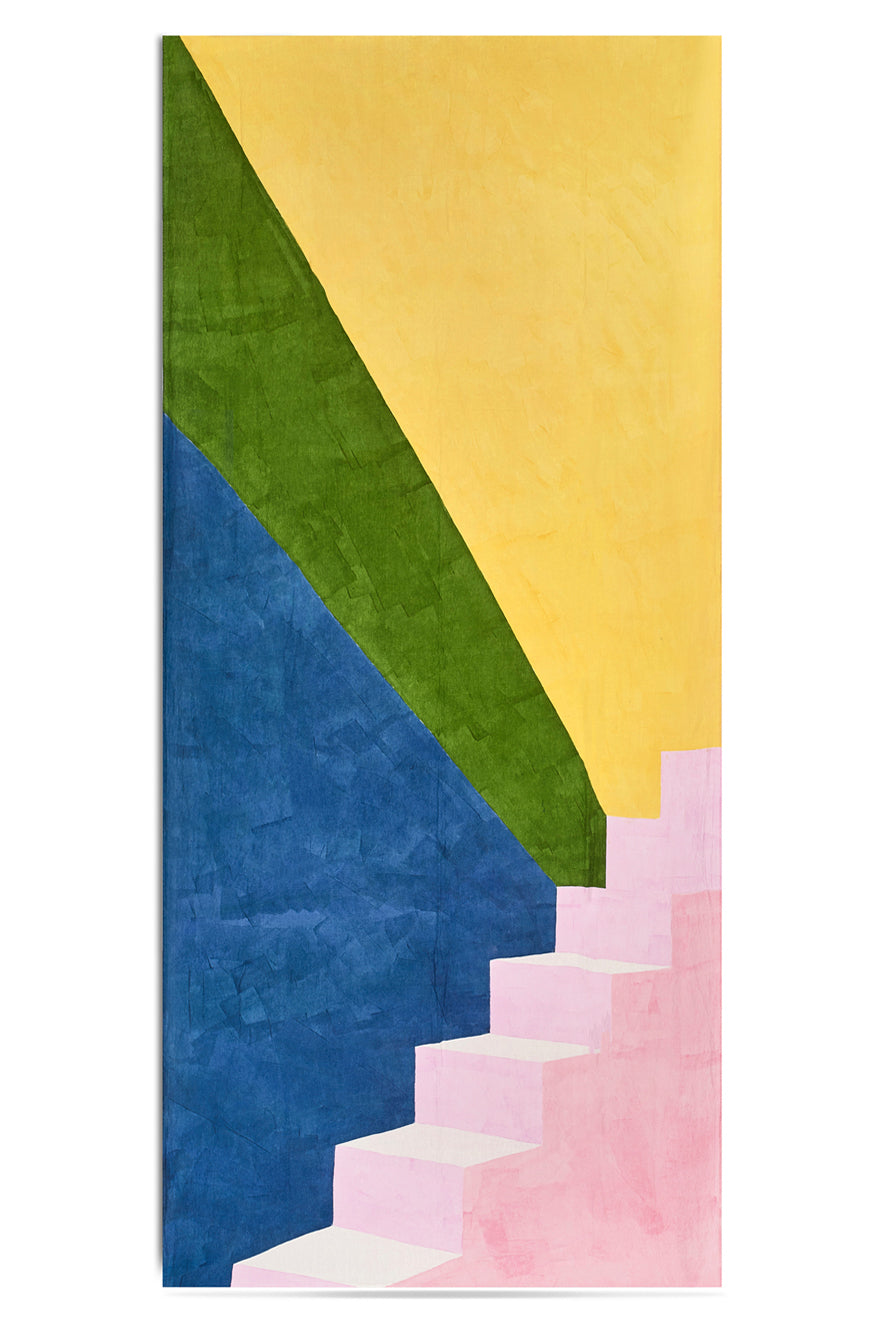 "Rays" Block Colour Linen Tablecloth in Multicolours