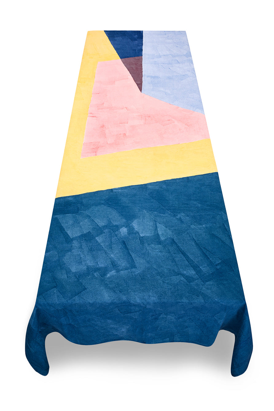 "Sails" Block Colour Linen Tablecloth in Multicolours