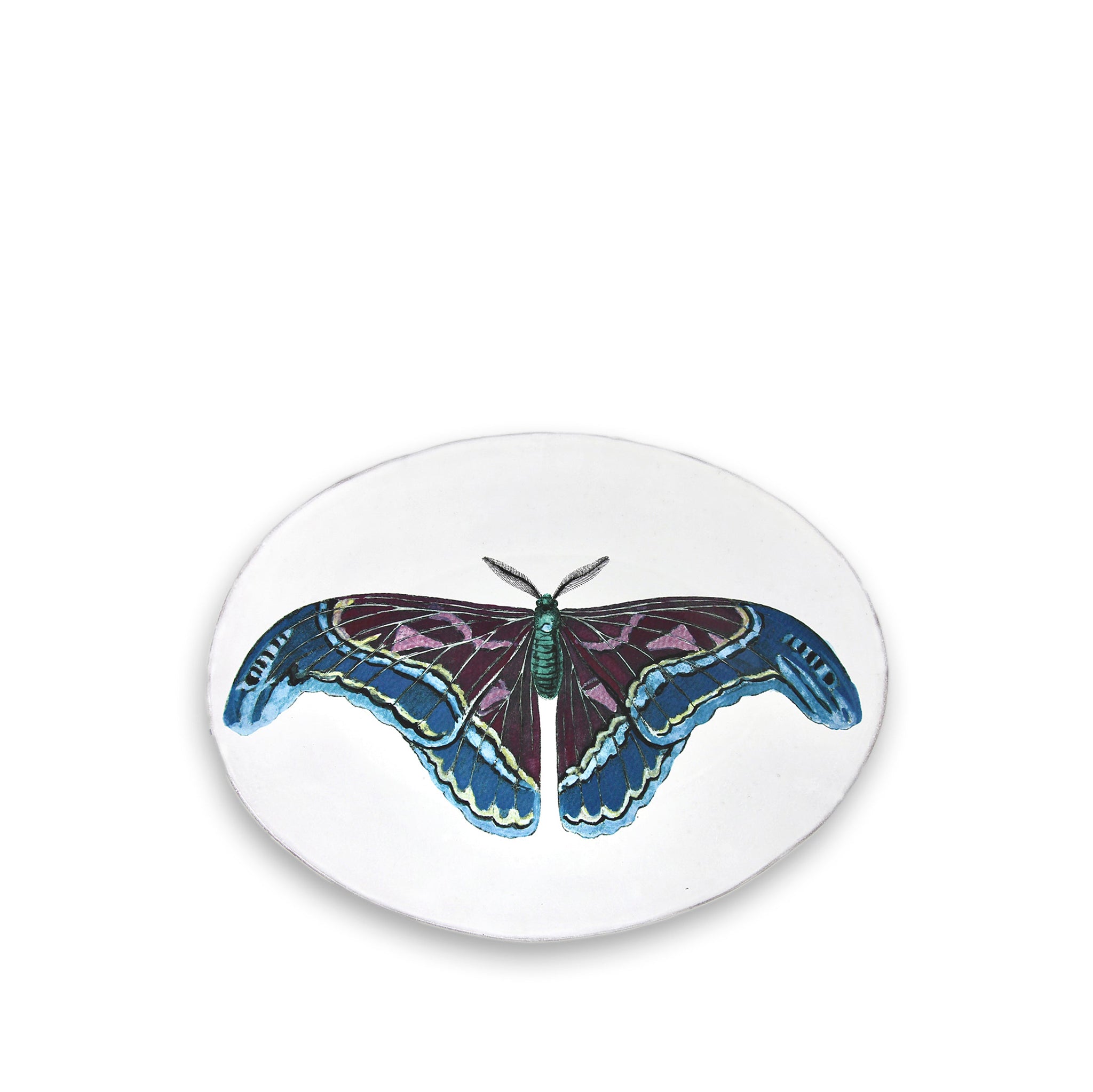 Blue Butterfly Oval Platter by Astier de Villatte, 42cm