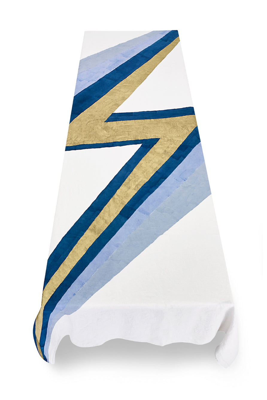 Bolt Linen Tablecloth in Blue and Gold