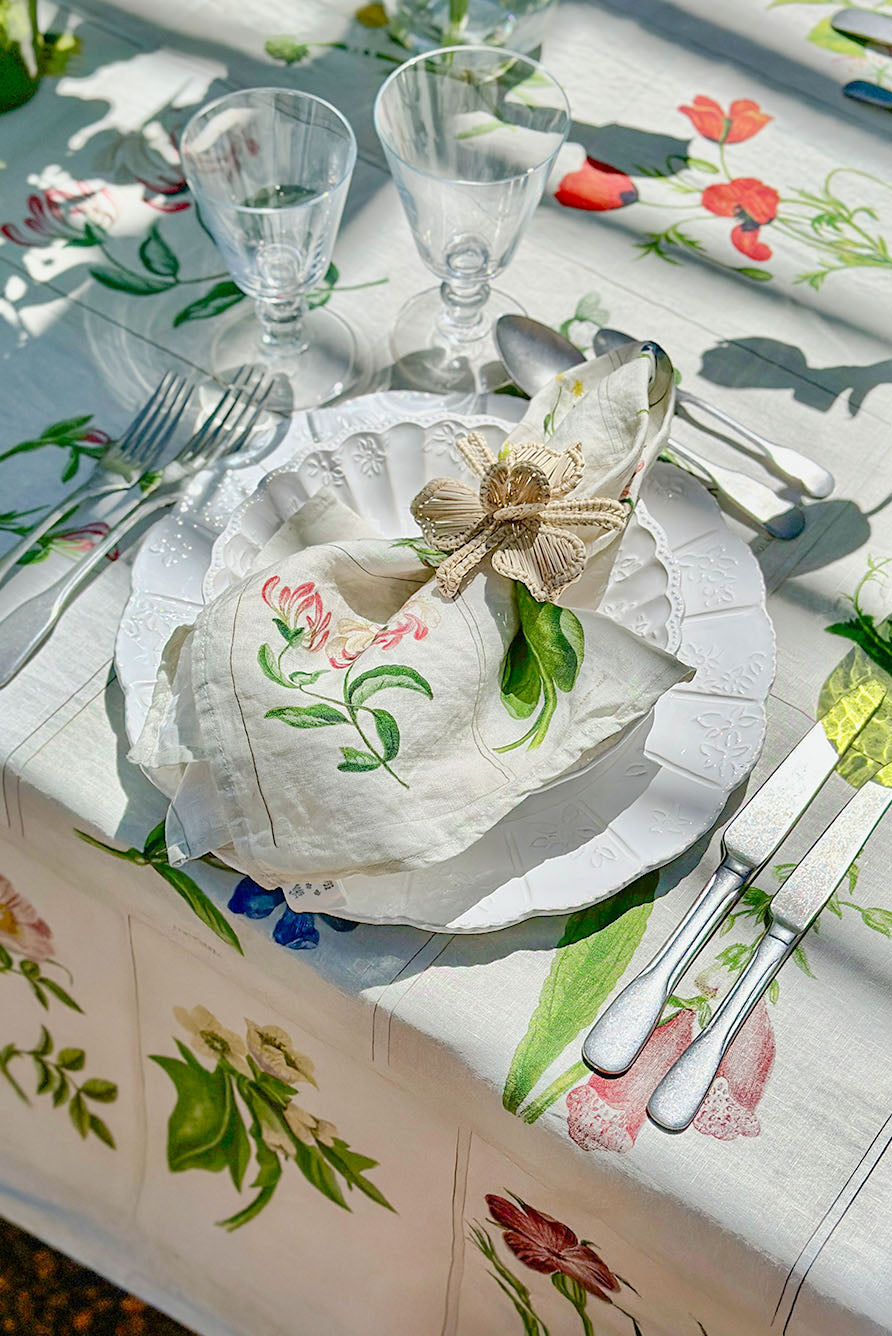 S&B x John Derian 'Botanical Tiles' Linen Napkin, 50x50cm