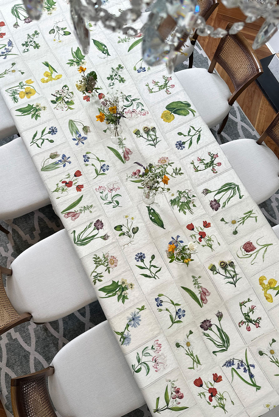 S&B x John Derian 'Botanical Tiles' Round Cork-Backed Placemat, 34cm