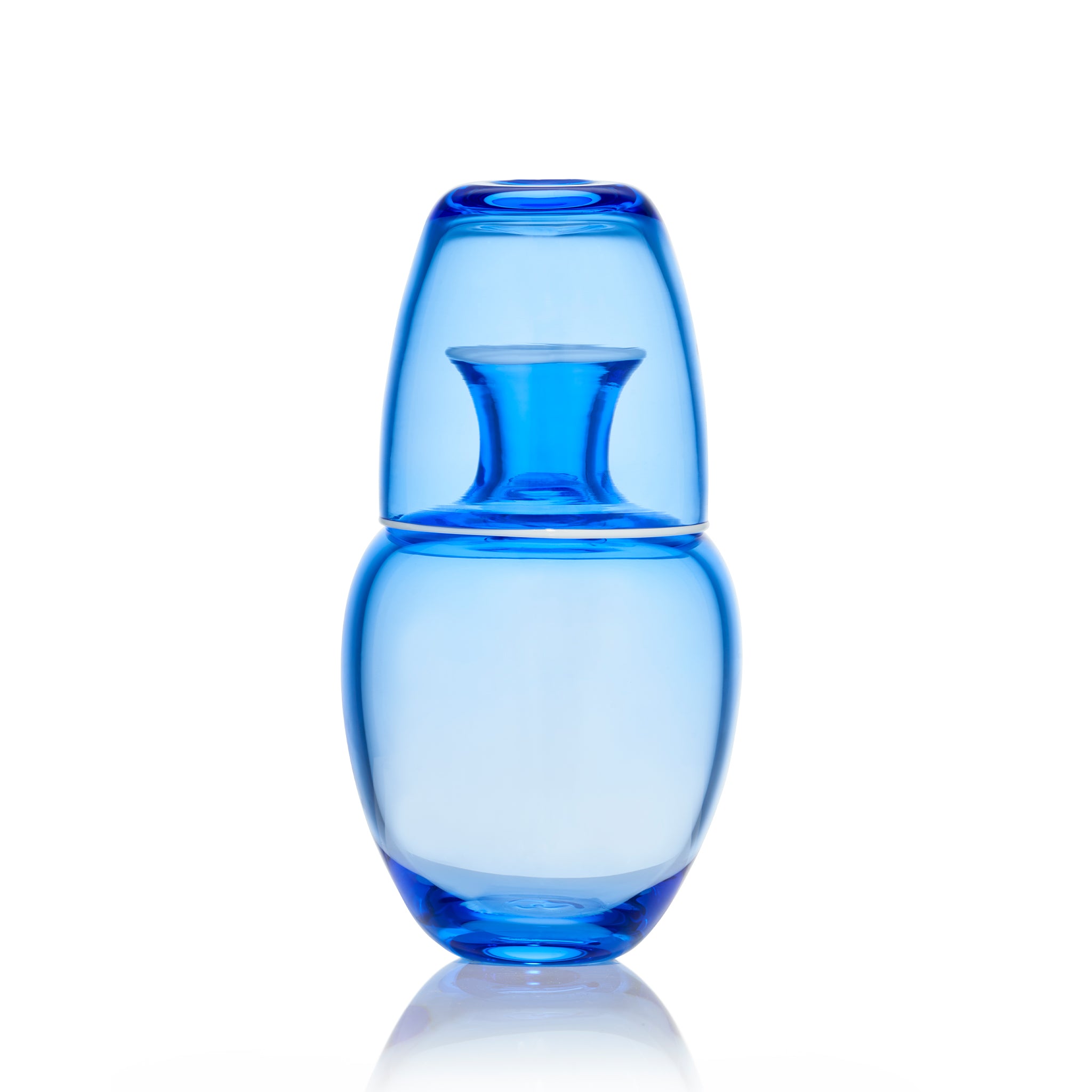 Handblown Glass Bumba Bedside Carafe and Tumbler Set in Royal Blue