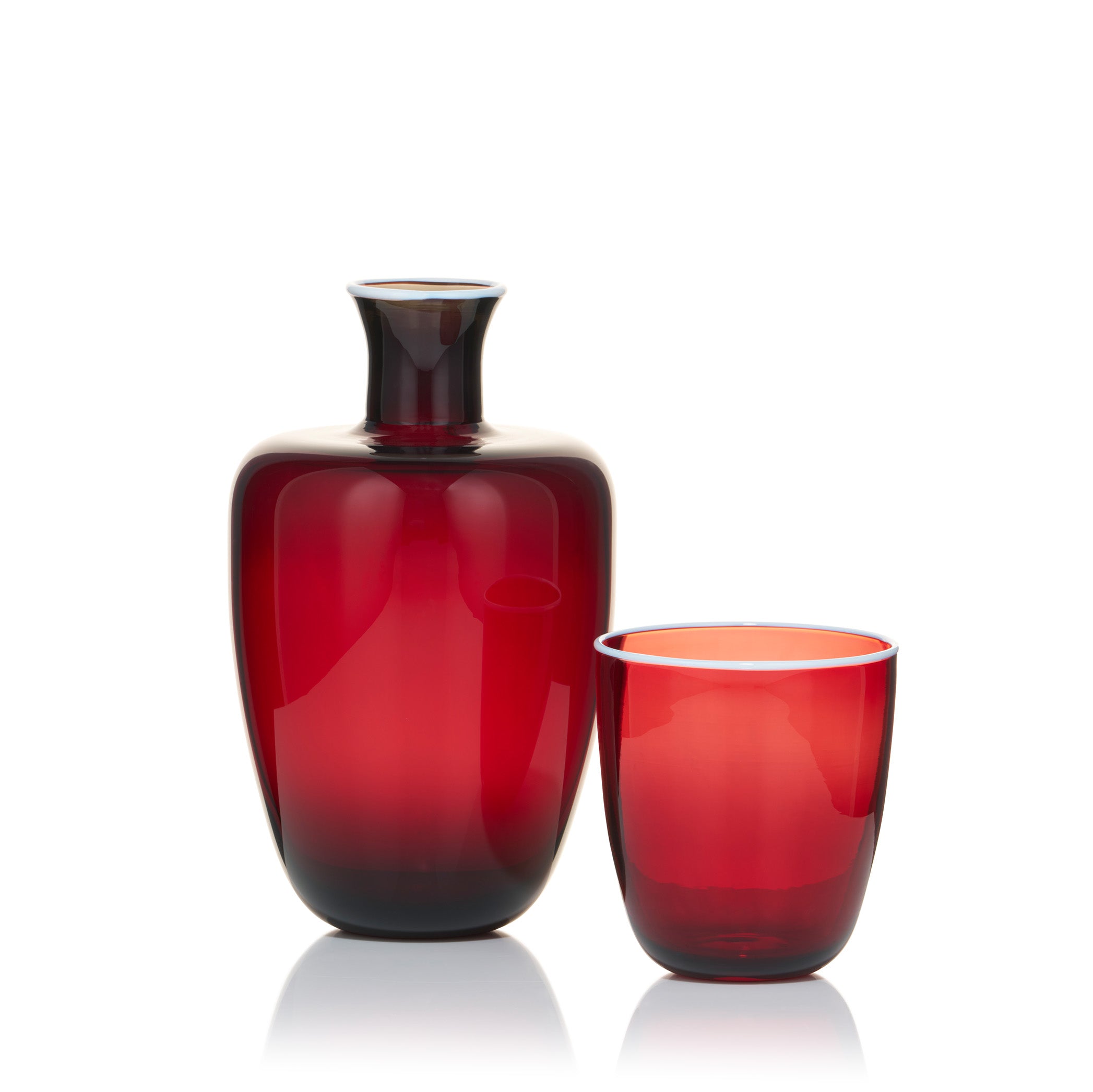 Bumba Bedside Carafe and Tumbler Set in Claret Red