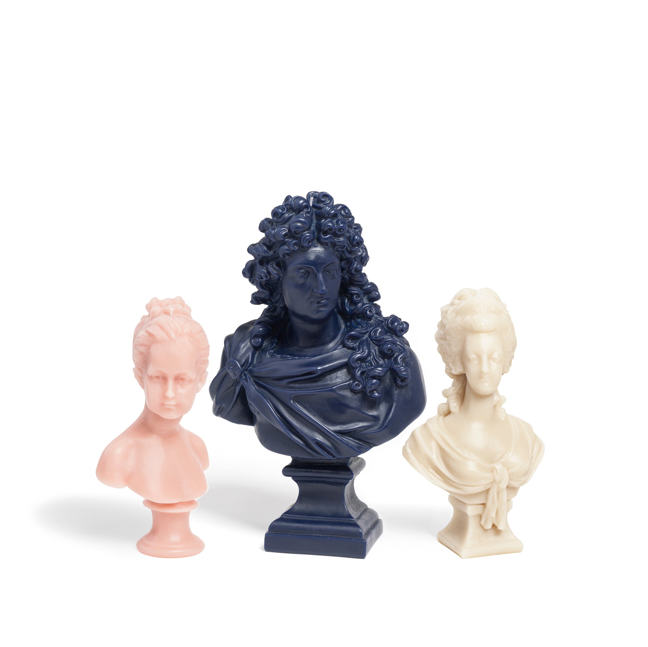 Louis XIV Carved Wax Bust in Royal Blue, 35cm