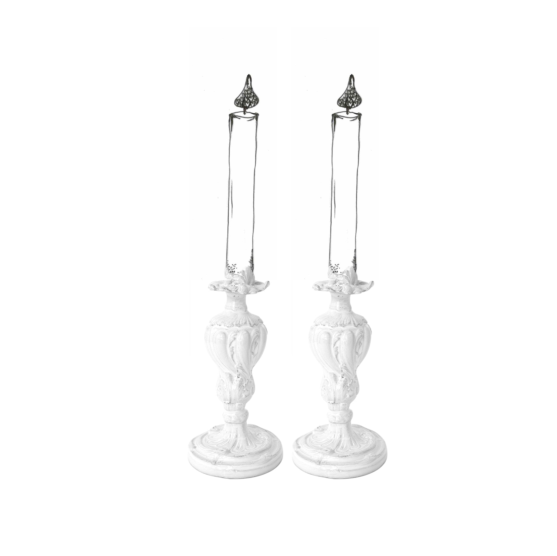 Pair of Small Tom Candlesticks by Astier de Villatte, 20.5cm