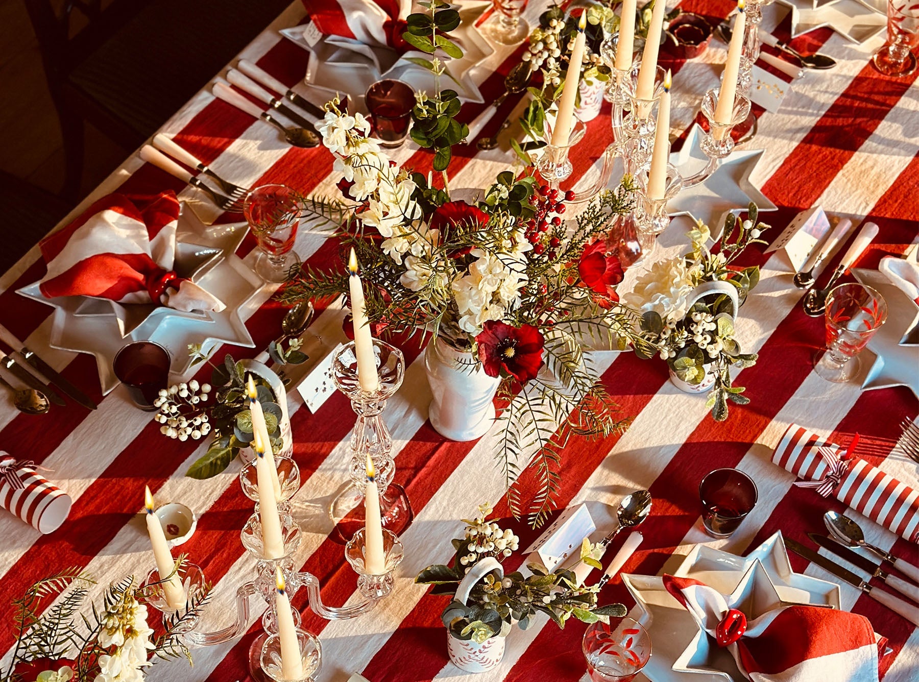 Celeste Clear Handblown Glass 5 Candles Candelabra, 35cm