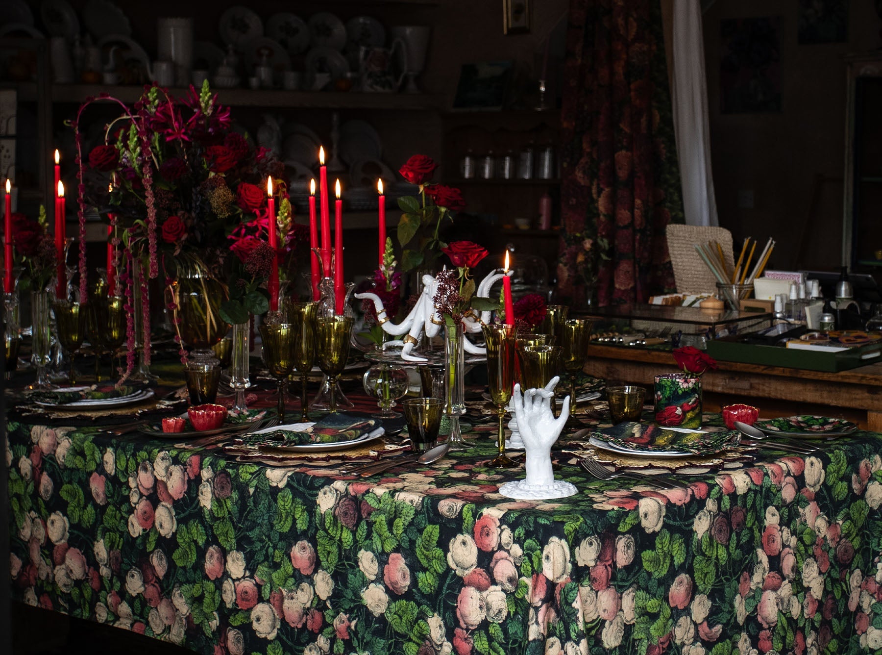 Celeste Clear Handblown Glass 5 Candles Candelabra, 35cm