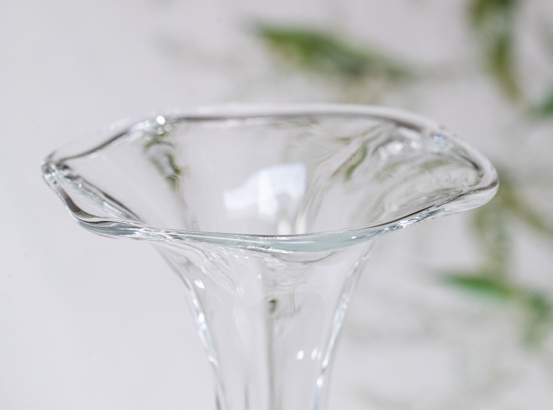 Celeste Clear Handblown Glass Narrow Trumpet Vase, 32cm