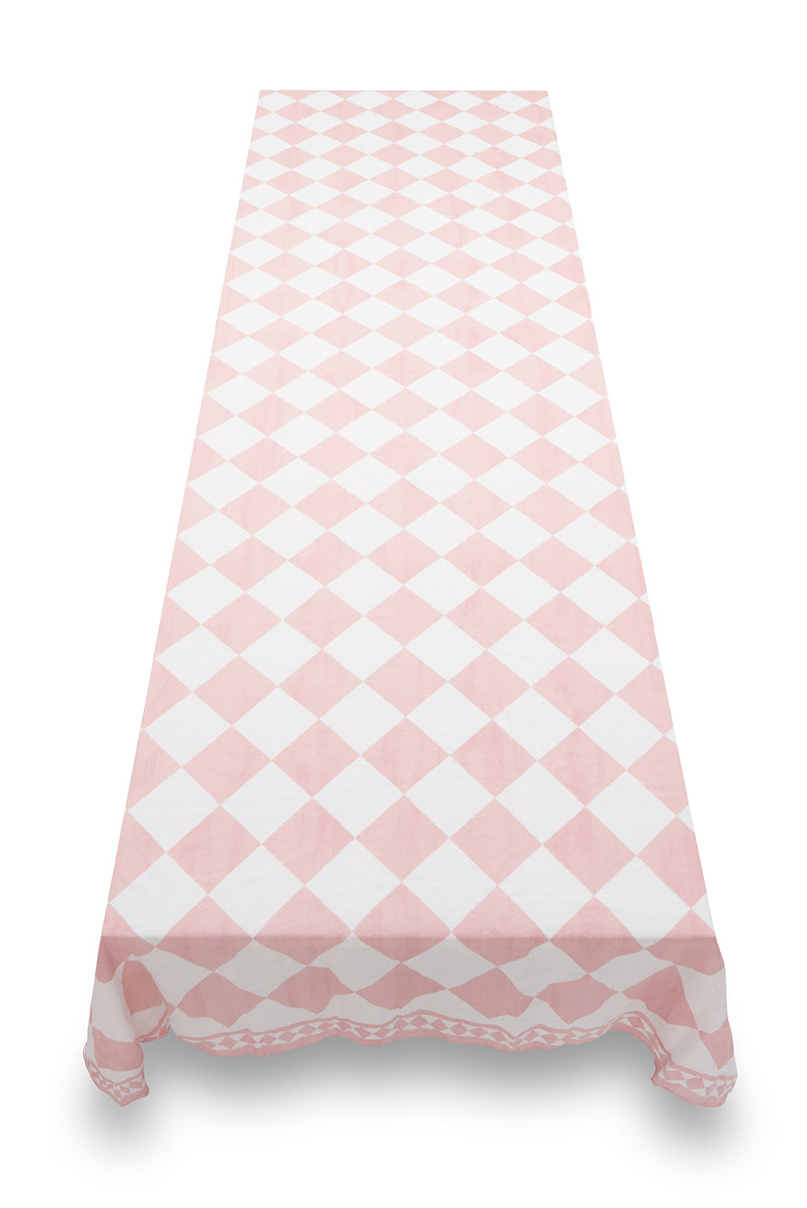 'Pink Check' Summerill & Bishop x Claridge's Linen Tablecloth