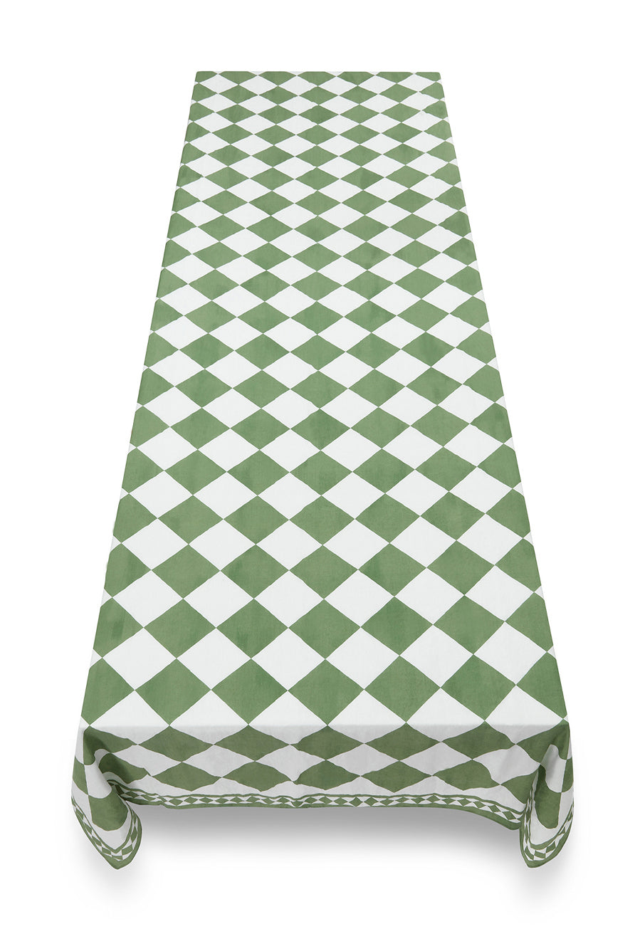 'Green Check' Summerill & Bishop x Claridge's Linen Tablecloth