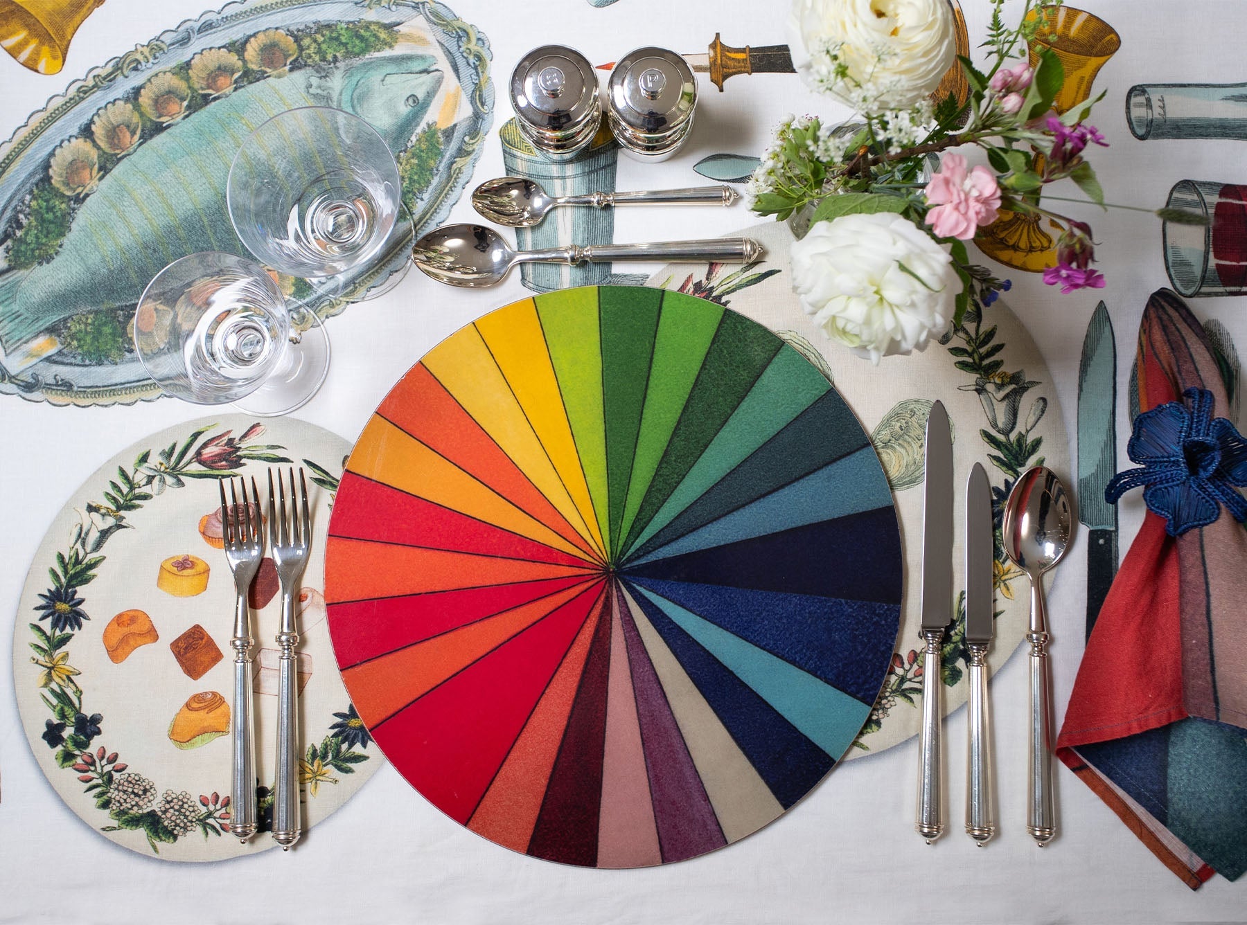 S&B x John Derian 'Colour Wheel' Round Cork-Backed Placemat, 34cm