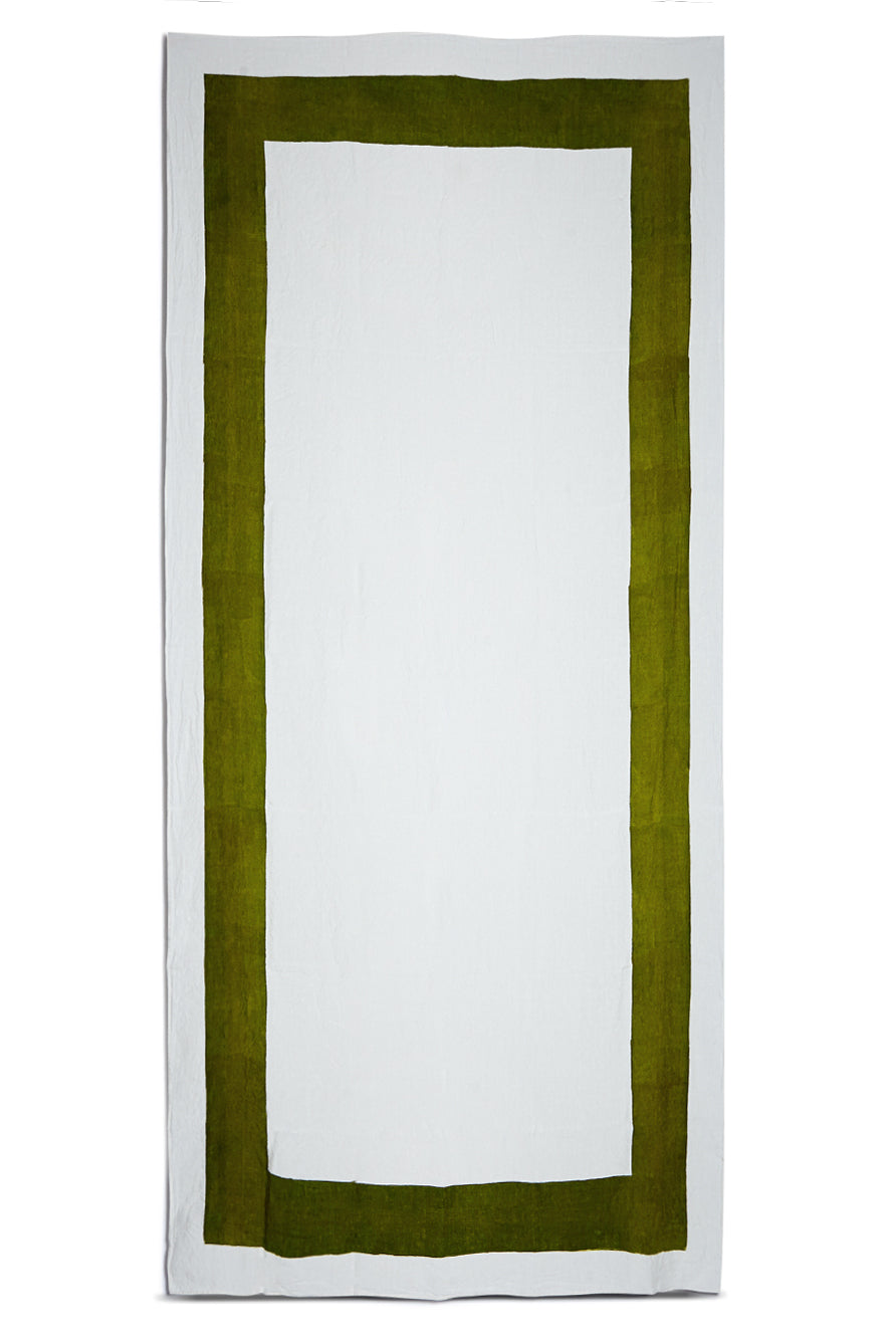 'Cornice' Linen Tablecloth in Avocado Green