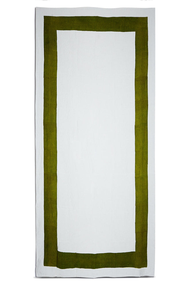 'Cornice' Linen Tablecloth in Avocado Green