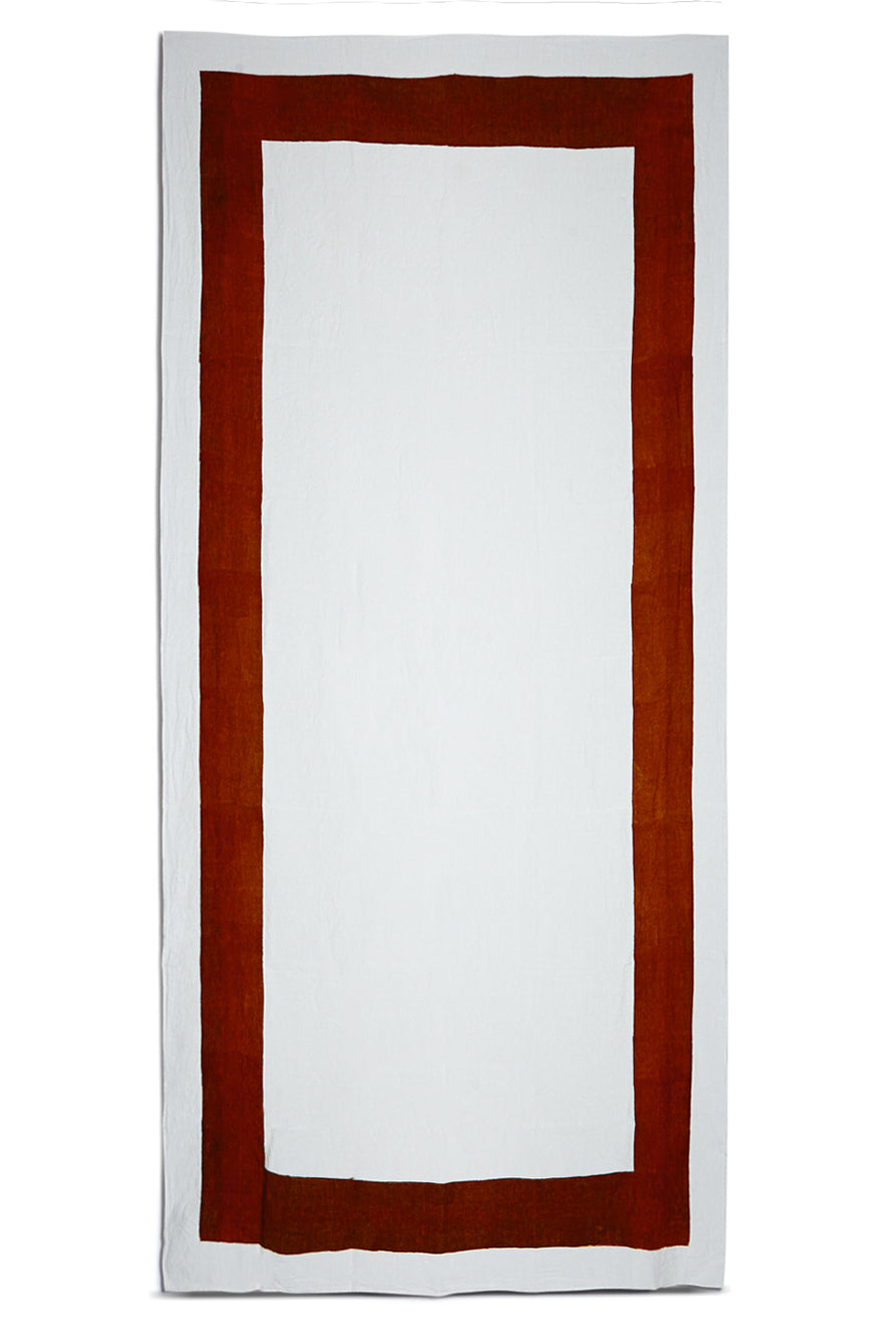 'Cornice' Linen Tablecloth in Claret Red