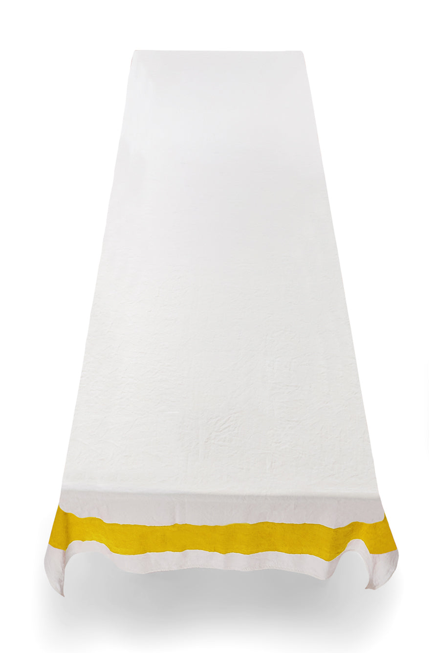 'Cornice' Linen Tablecloth in Lemon Yellow