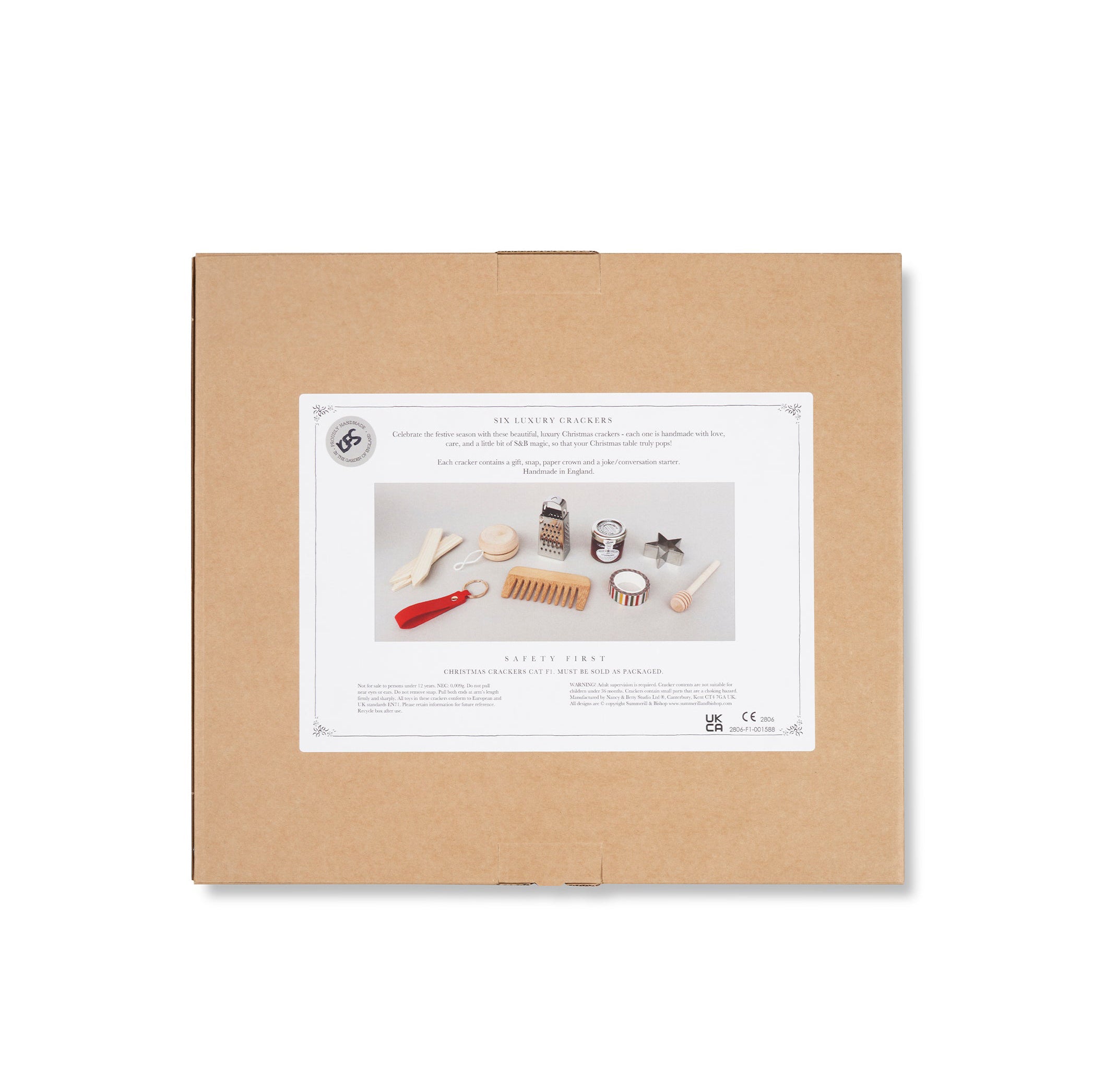 Christmas Crackers with 'Amour Bonheur' Print and Red Velvet Bows, Box of 6 (UK ONLY)