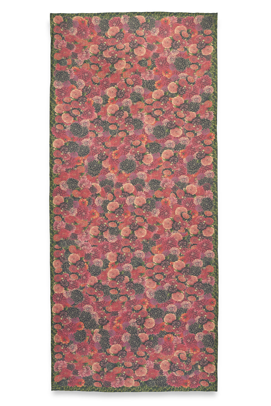 'Dahlia' Linen Tablecloth in Red & Purple