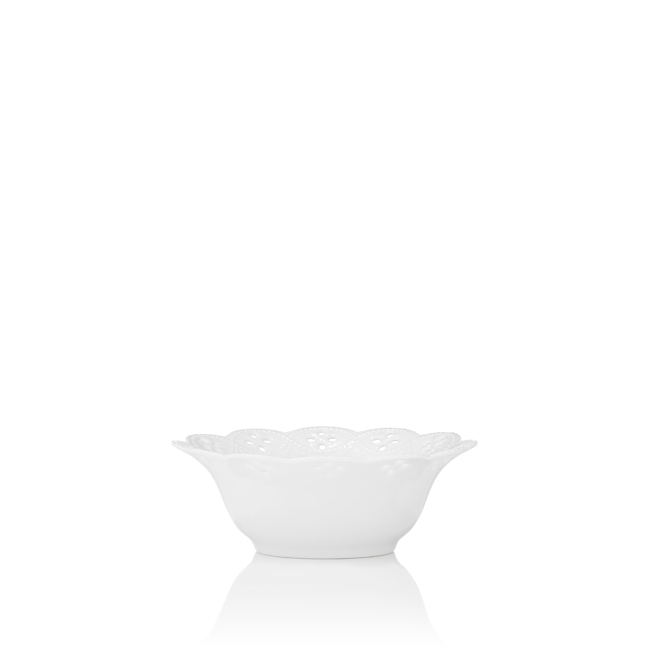 Dentelle Openwork Lace Flowers Fine Porcelain Bowl, 14cm