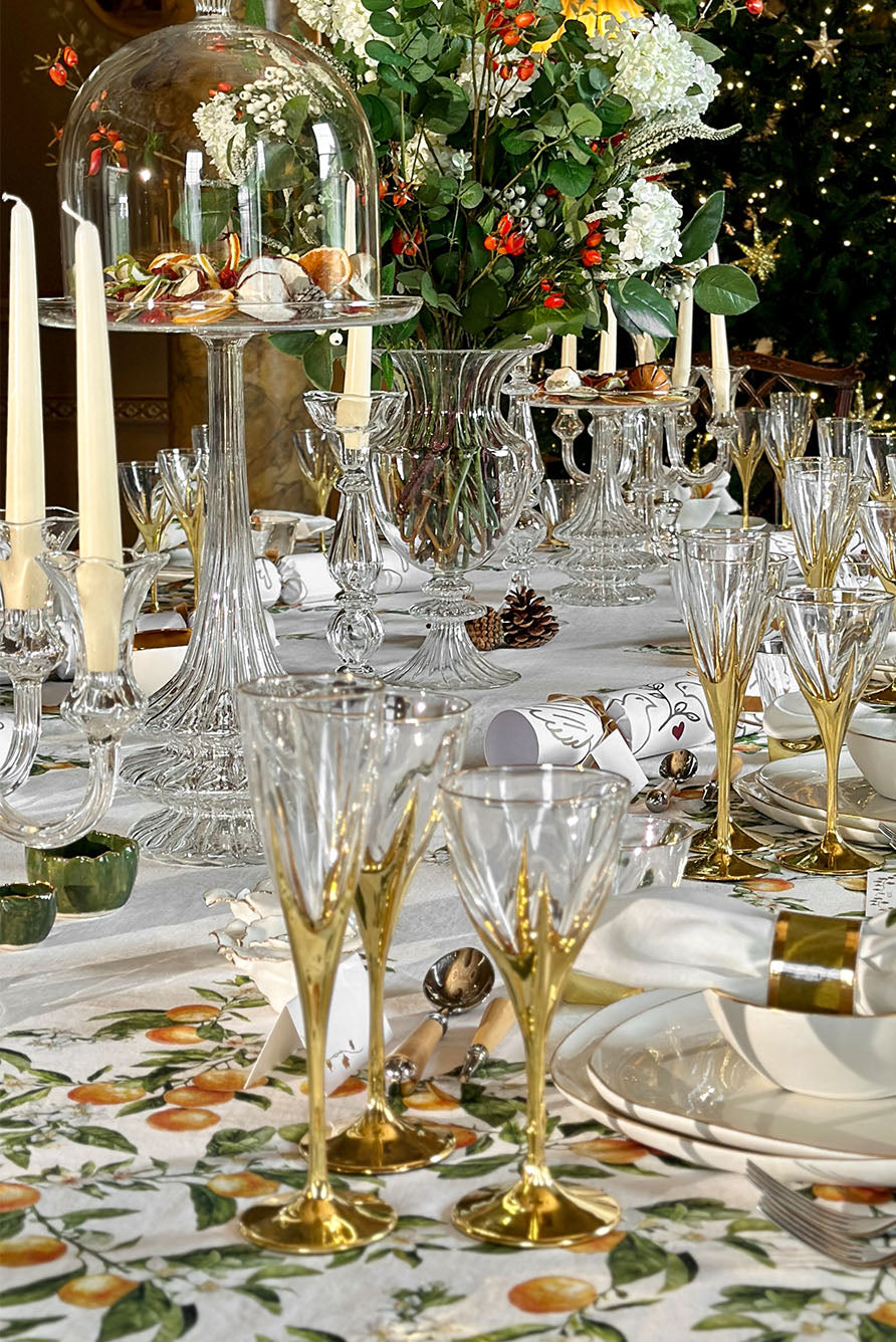 Clear Handblown Glass Flower Candlestick, 36cm