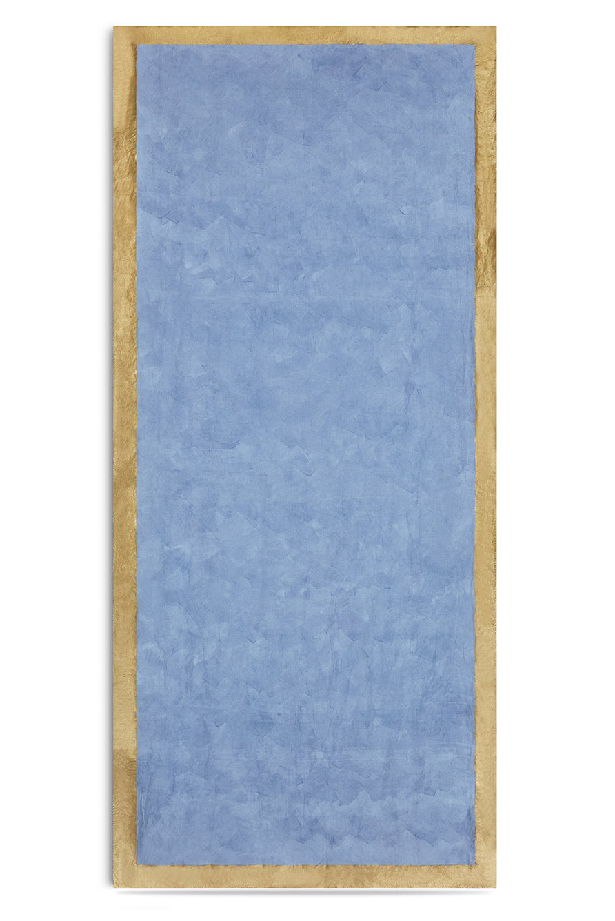 'Gold Edge' Linen Tablecloth in Pale Blue