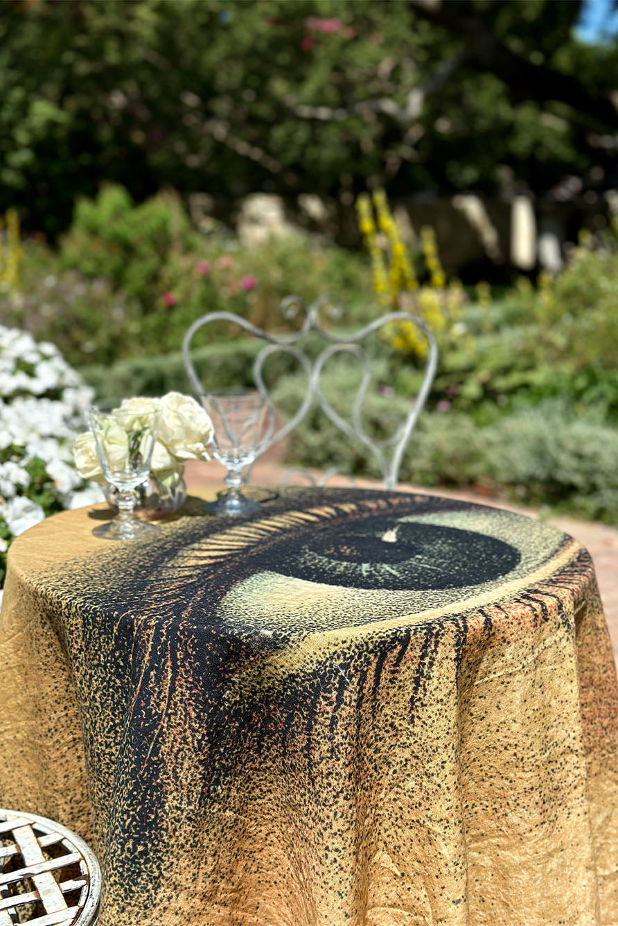 S&B x John Derian 'Eye' Round Occasional Linen Tablecloth, 165cm