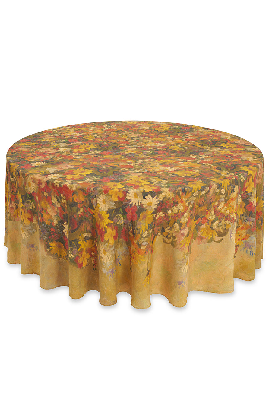 'Fleurs des Prés' Round Linen Tablecloth, 260cm