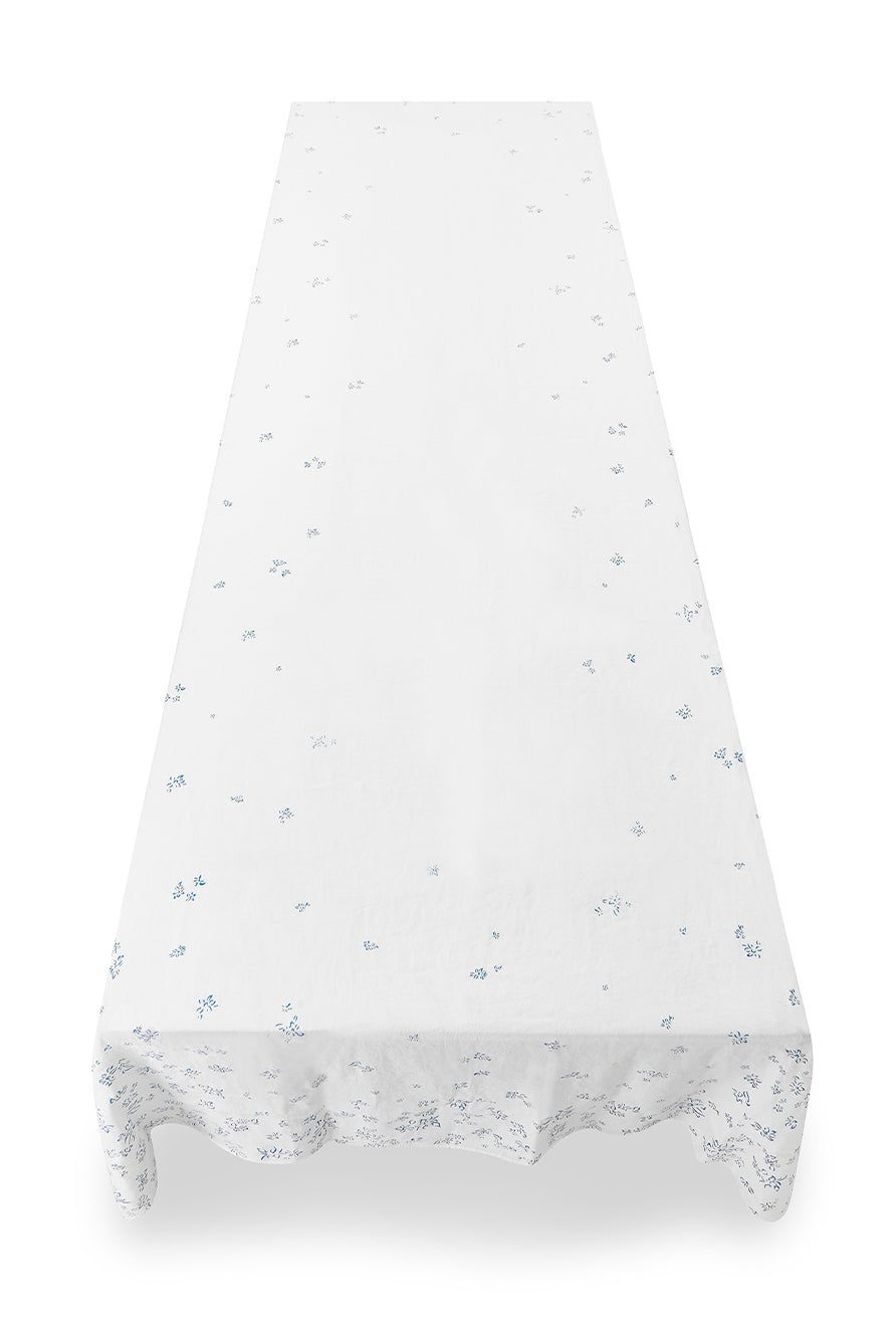 Bernadette's Falling Flower Linen Tablecloth in Light Blue