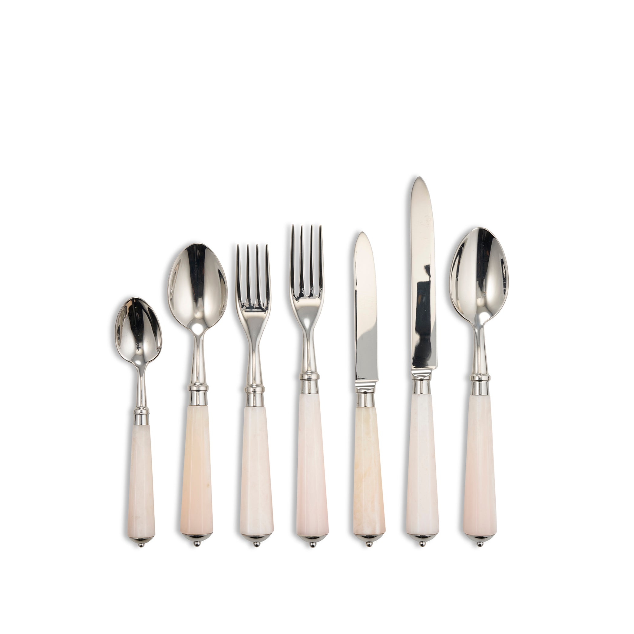 Ravel Faux Rose Quartz & Stainless Steel 7 Piece Cutlery Set