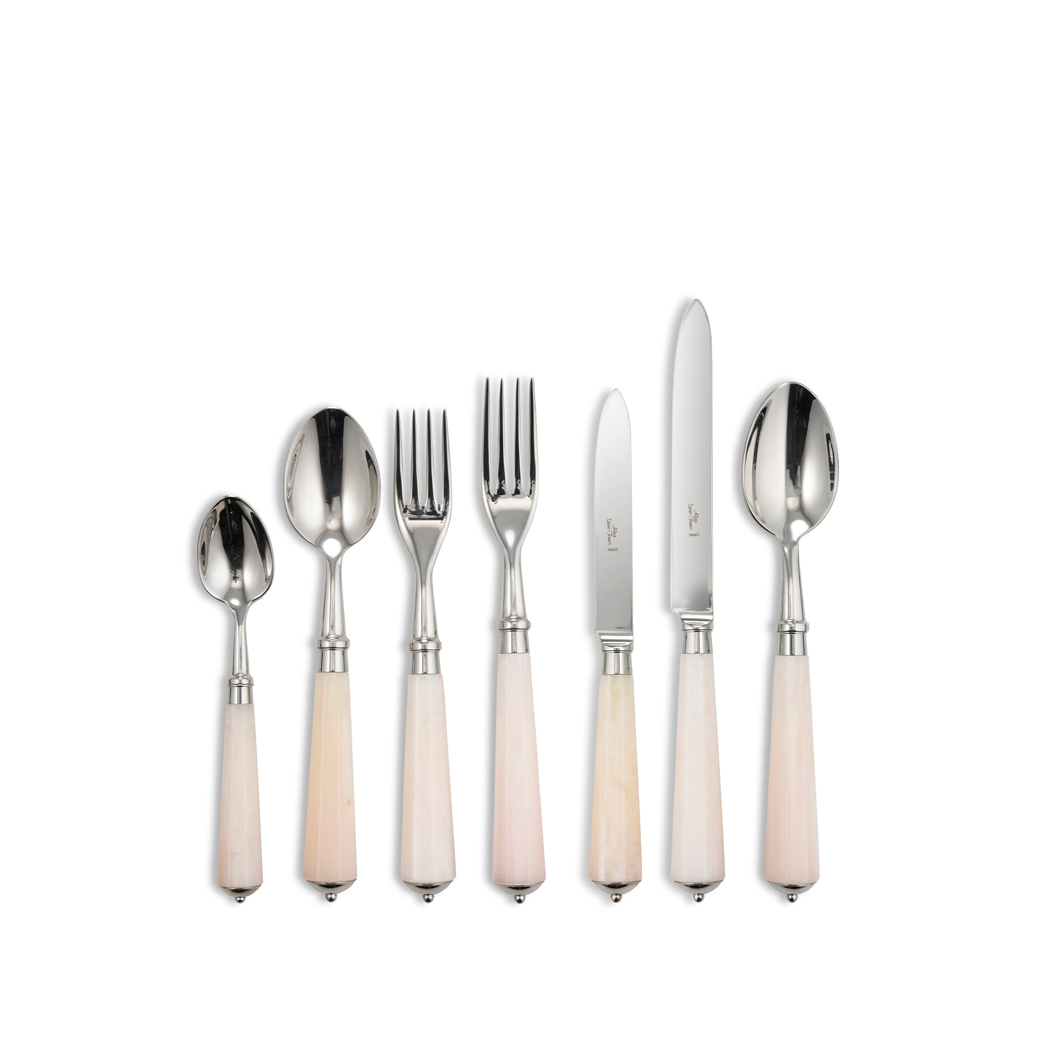 Ravel Faux Rose Quartz & Stainless Steel 7 Piece Cutlery Set