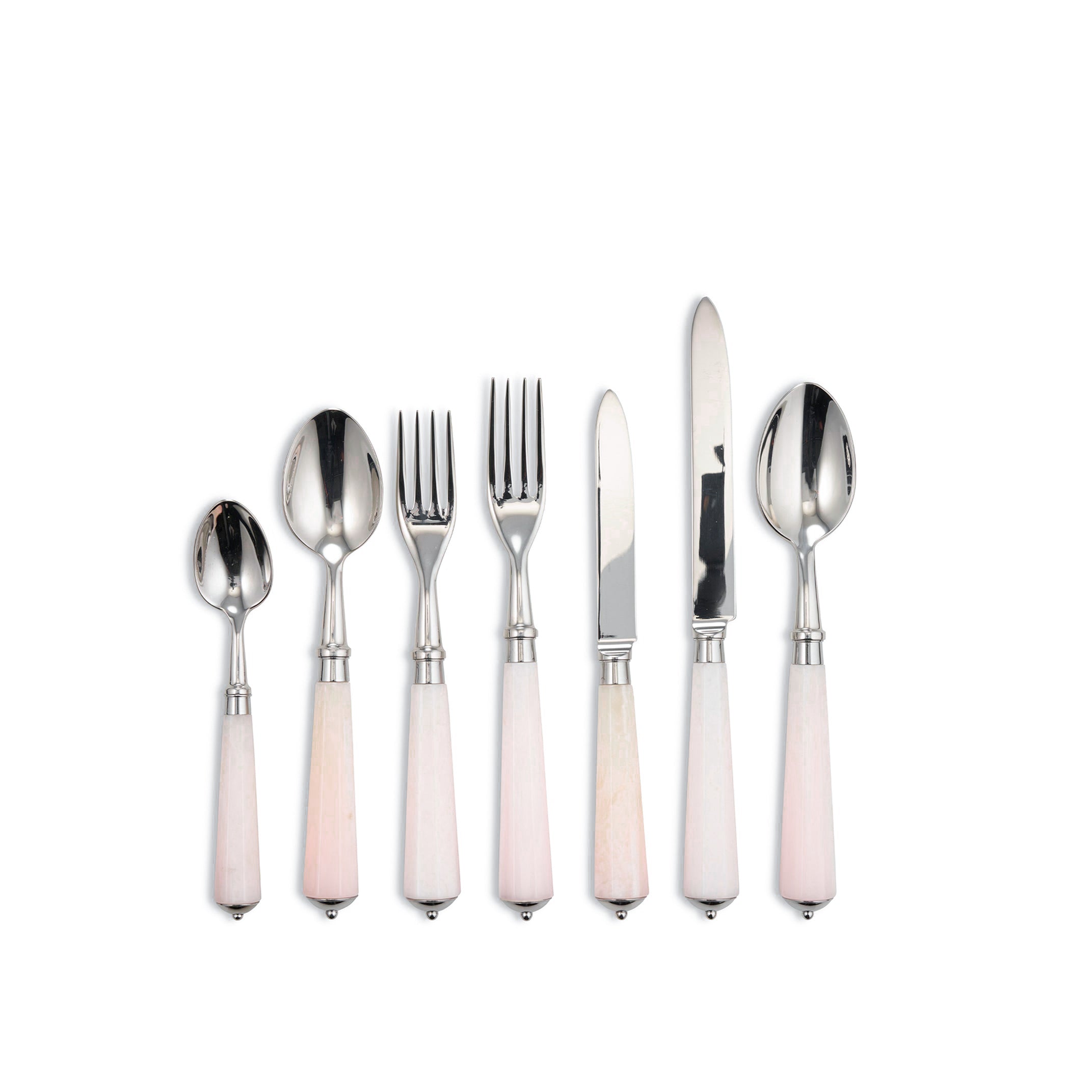 Ravel Faux Rose Quartz & Stainless Steel 7 Piece Cutlery Set
