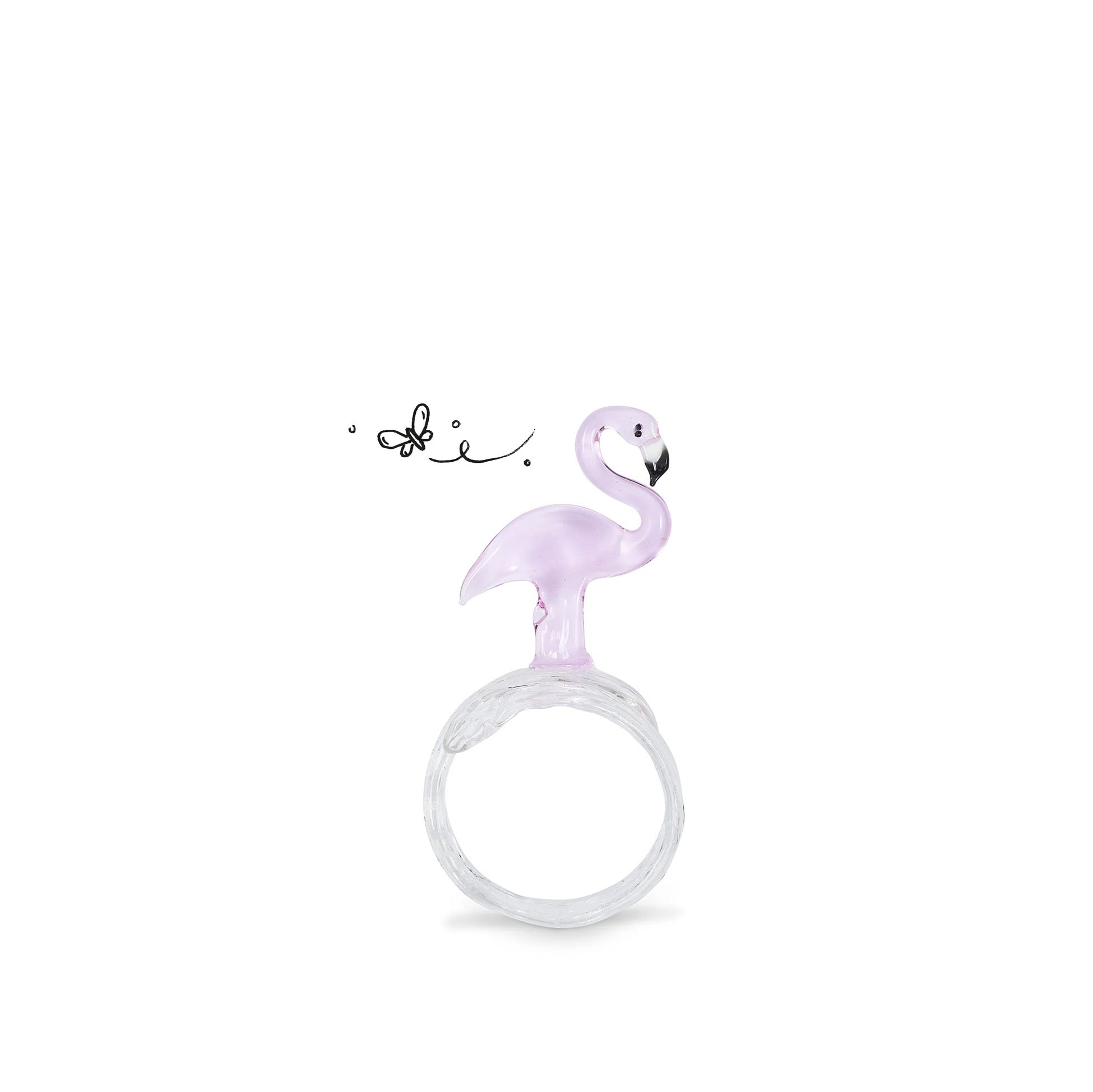 Handblown Glass Flamingo Napkin Ring