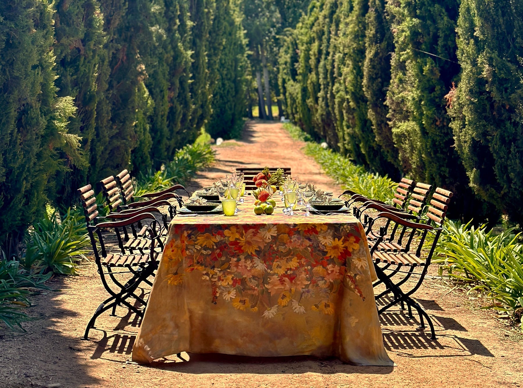 'Fleurs des Prés' Linen Tablecloth
