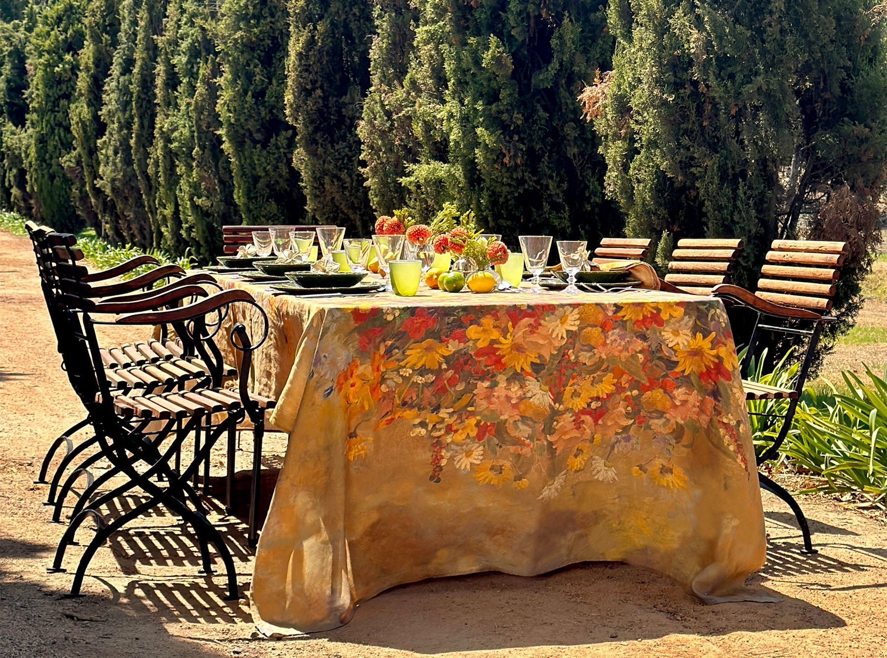 'Fleurs des Prés' Linen Napkin, 50x50cm