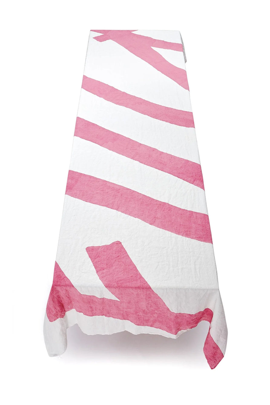 'Fuck' Word Linen Tablecloth in Rose Pink