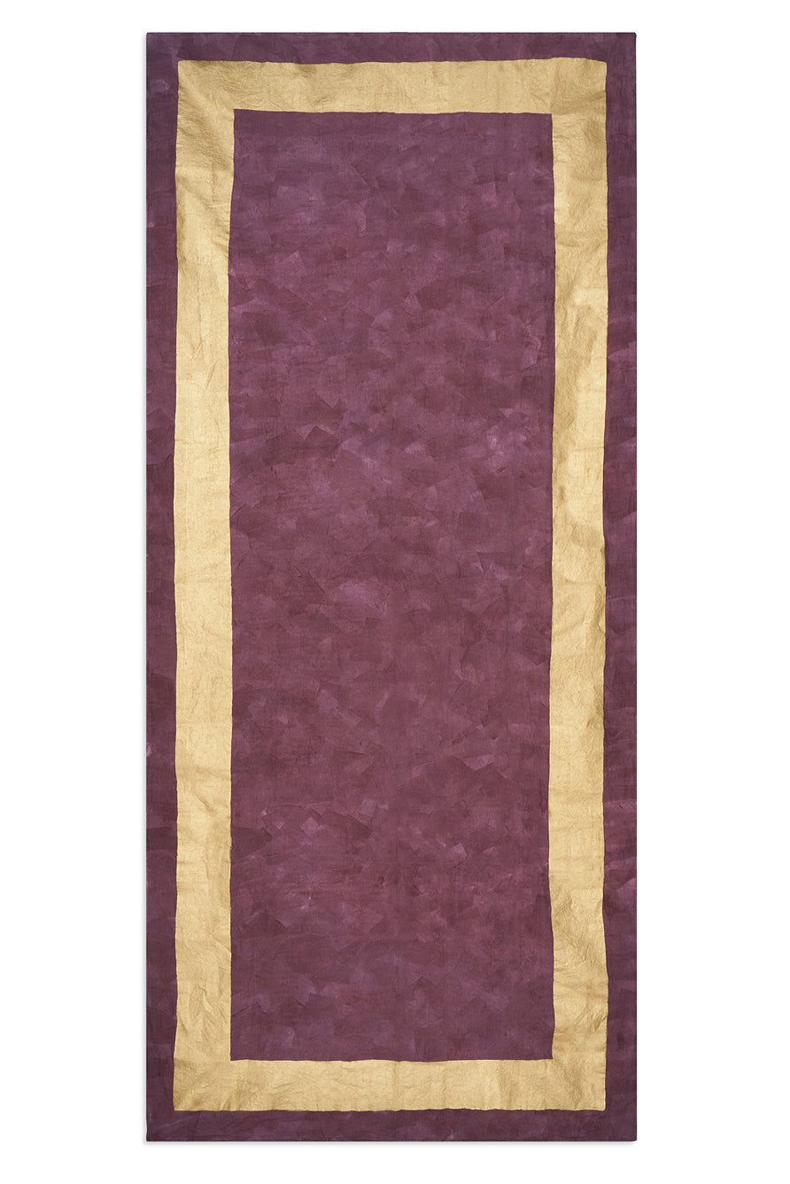 'Full Field Cornice' Linen Tablecloth in Grape Purple & Gold